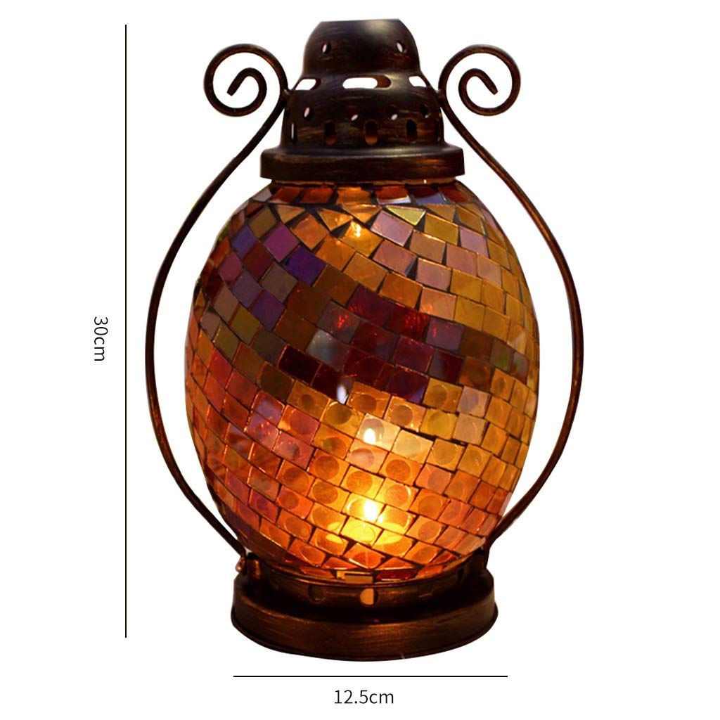 XILIN-1987 Candle Holderss European Mosaic Candle Holder Wrought Iron Glass Candlestick Simple Home Furnishings Decorative Candlestick (Color : C)
