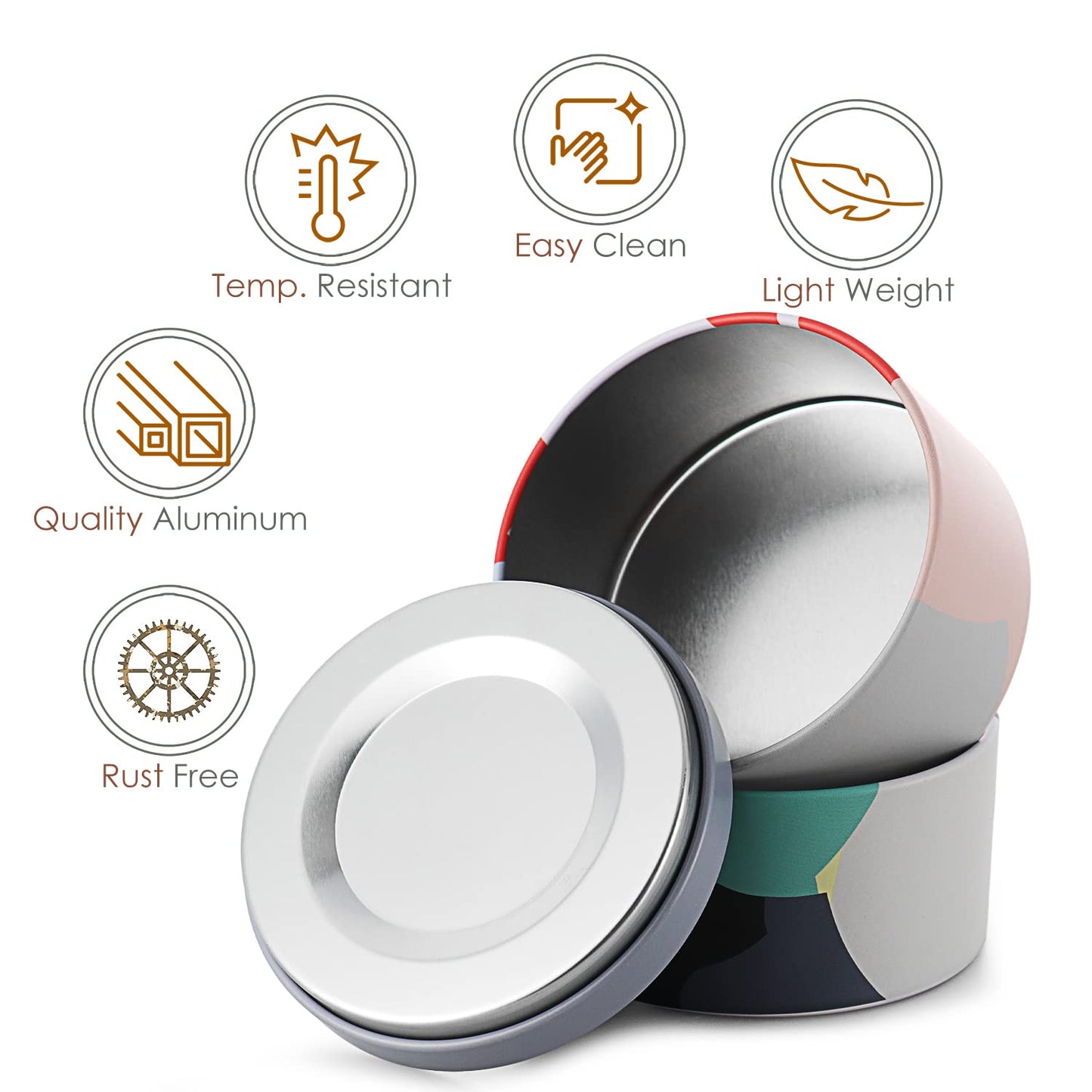 Hearth & Harbor Tin Candle Jars for Making Candles - DIY Candle Containers with Lids - Metal Candle Jars - Bulk Tins Storage for Candle (12, Artistic Floral)