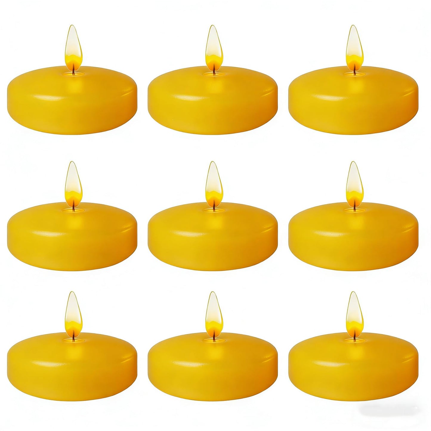Yellow Floating Candles 3 Inch 12 Pack – Paraffin Wax Floating Candle for Warm, Cheerful Party & Home Décor – Clean Burning & Long Lasting