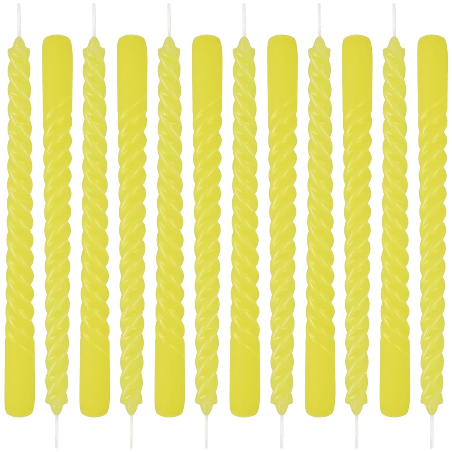 12 Pack 10 inch Yellow Spiral Taper Candles - Dripless, Smokeless, Unscented - 7 Hours Long Burning - Spiral Tall Candlesticks - Perfect for Home Decor, Weddings,Halloween, and Special Occasions.