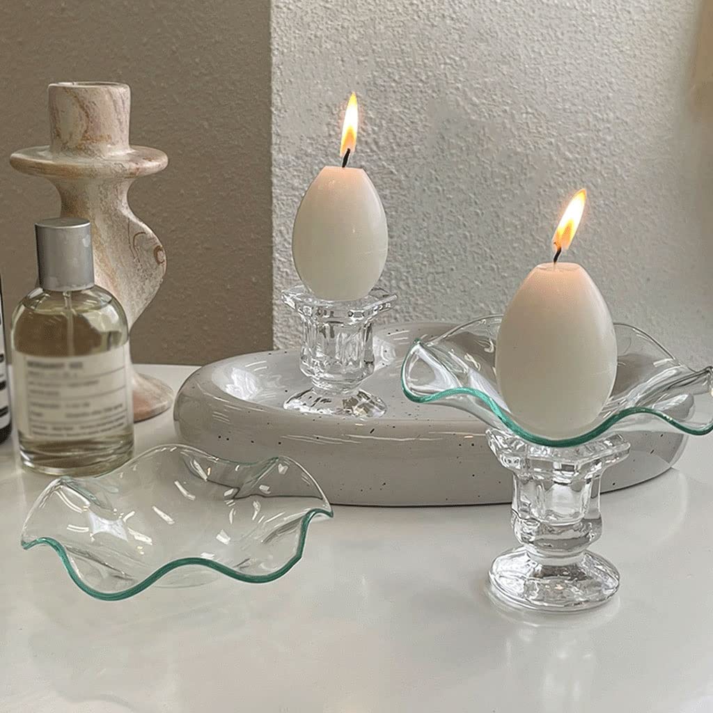 UNNS Candlestick Holder Curved Pillar Glass Candle Holder Dining Table Center Candle Holder Suitable for Dinner Living Room Kitchen Dining Room Candle Holders (Color : A)
