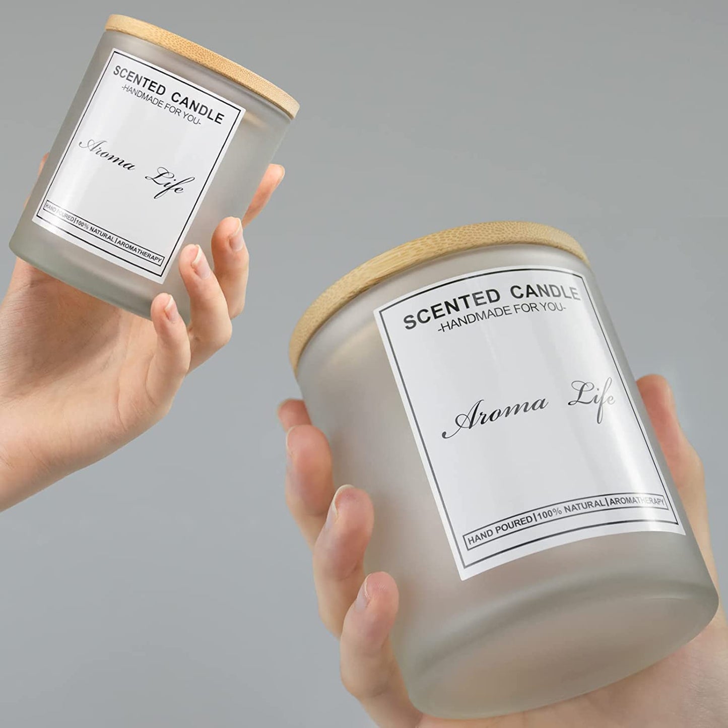 Creahaus 10oz, 16 Pack Thick Candle Jars with Bamboo Lids for Making Candles, Bulk Frosted Empty Glass Candle Containers & Sticky Labels, Warming Labels Kit, Heat Resistant Candle Vessels