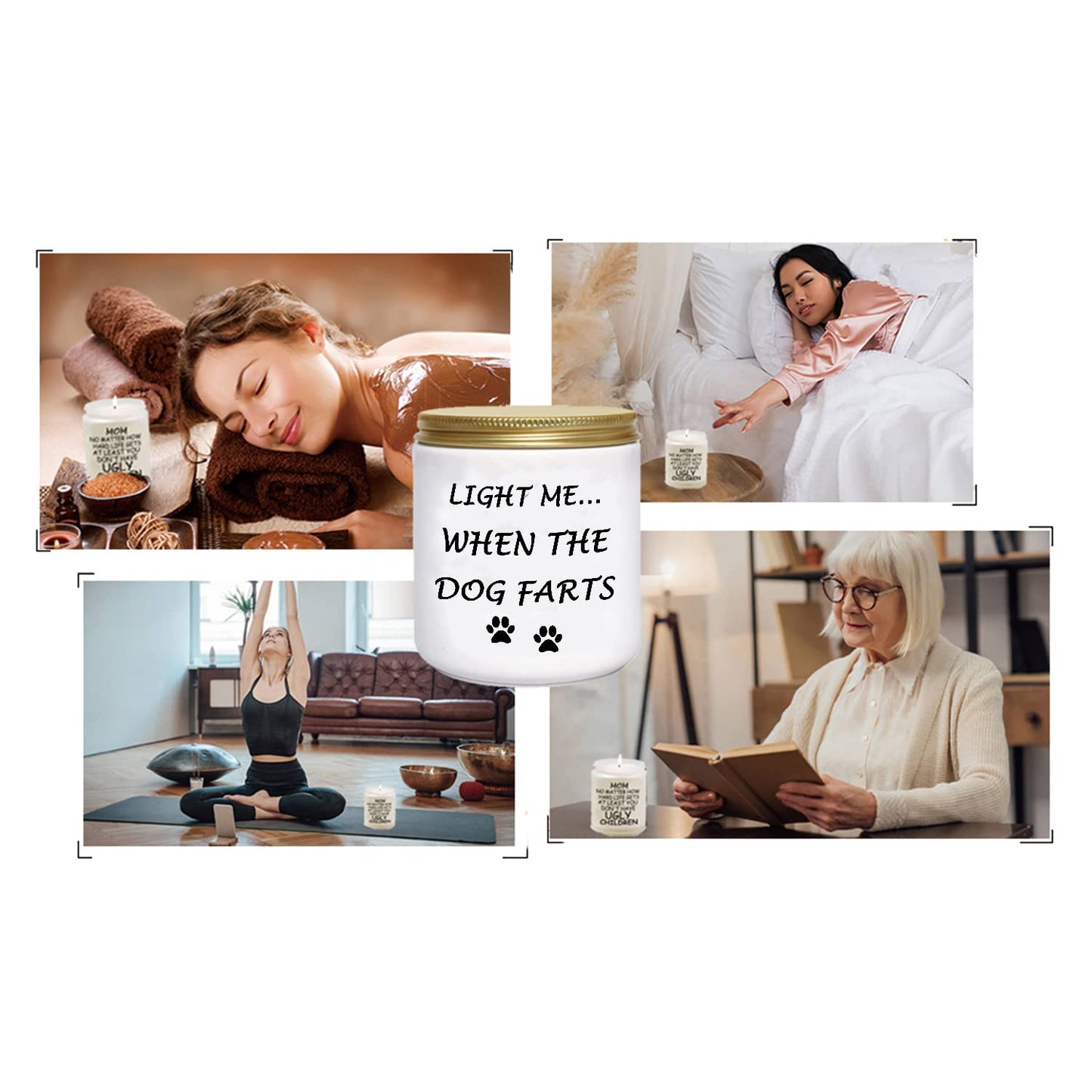 BFJLIFE Funny Gifts for Women Unique Dog Mom Dog Lovers Mothers Day Christmas Birthday Gifts for Sister Best Friend Her Girlfriend Wife Light Me When Farts Lavender Scented Soy Candles