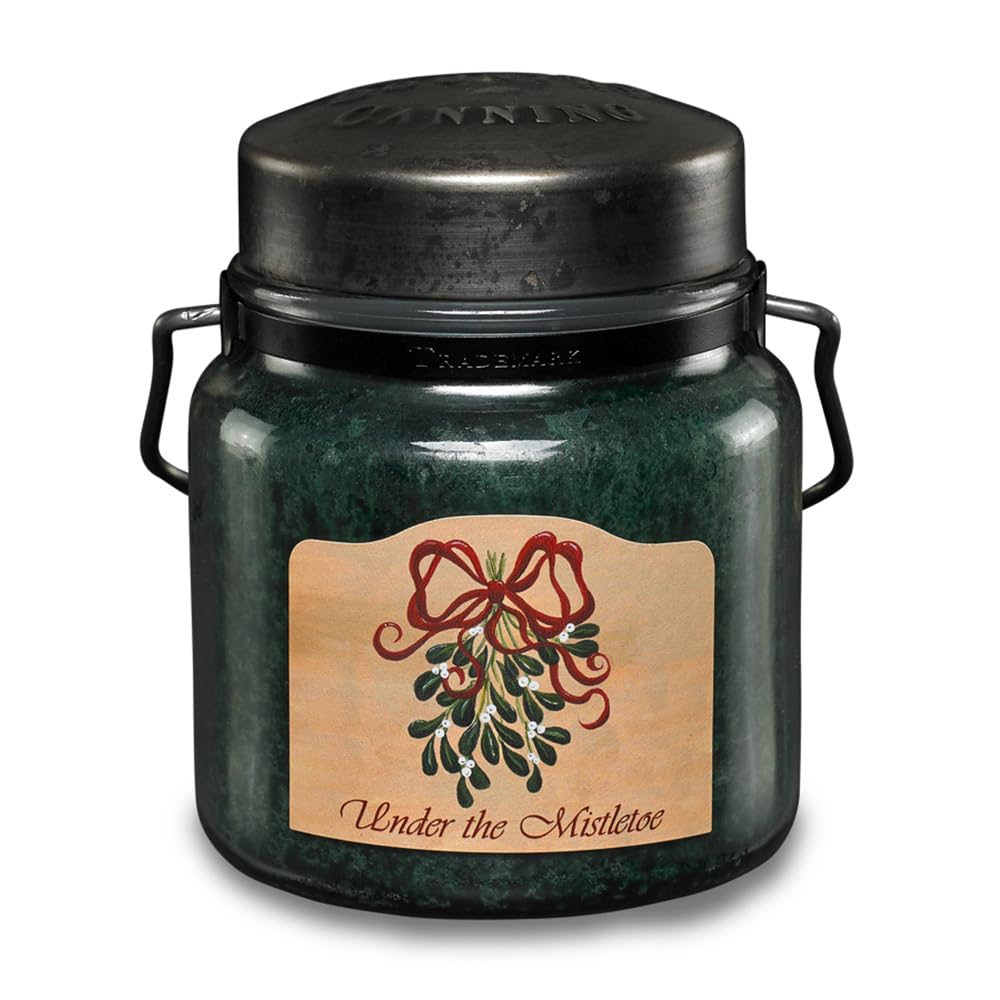 McCall’s Candles | Under the Mistletoe | 16 oz Scented Candle | USA-Poured | Vintage Rustic Jar with Carrying Handle | Hazelnut, Cinnamon & Maple Holiday Fragrance