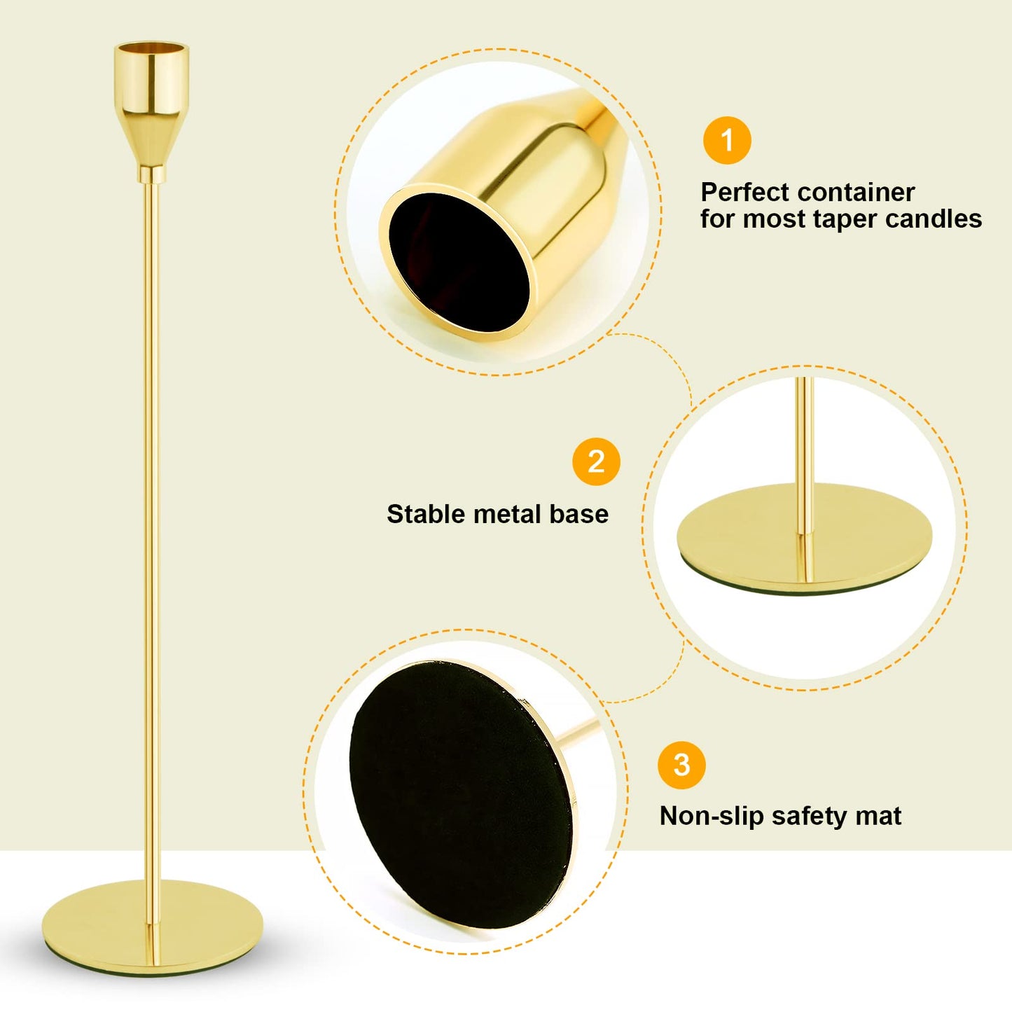 Gold Candlestick Holder Set of 12 for Taper Candles, Decorative Candle Holders Bulk Candle Stick Holders Taper Candle Holders for Table Centerpiece Wedding Dinning Party Anniversary Home Decor