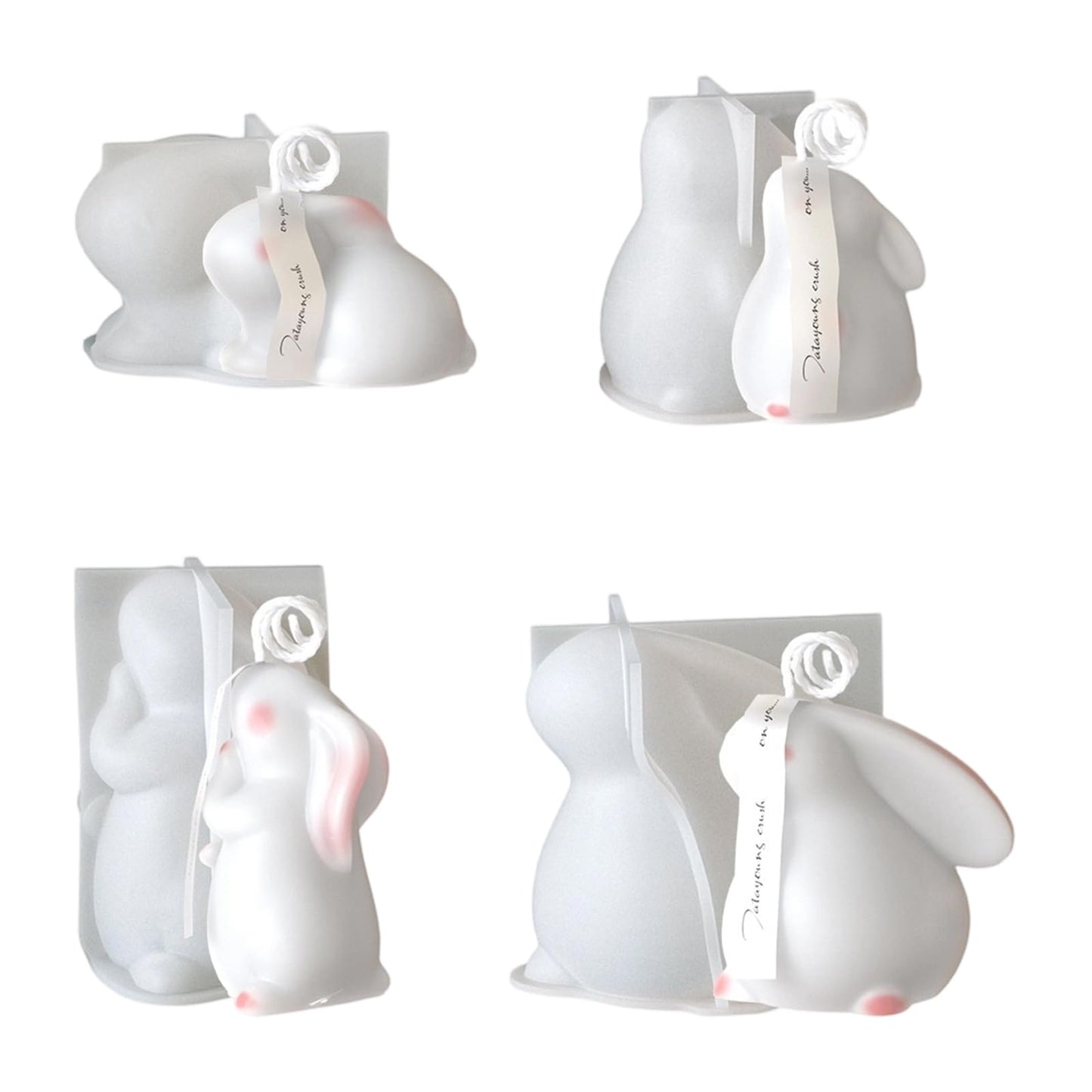 Airssory 4 Pcs 4 Styles 3D Rabbit Candle Silicone Molds Resin Animal Bunny Casting Molds for Easter Home Party Decor Soap Candle DIY
