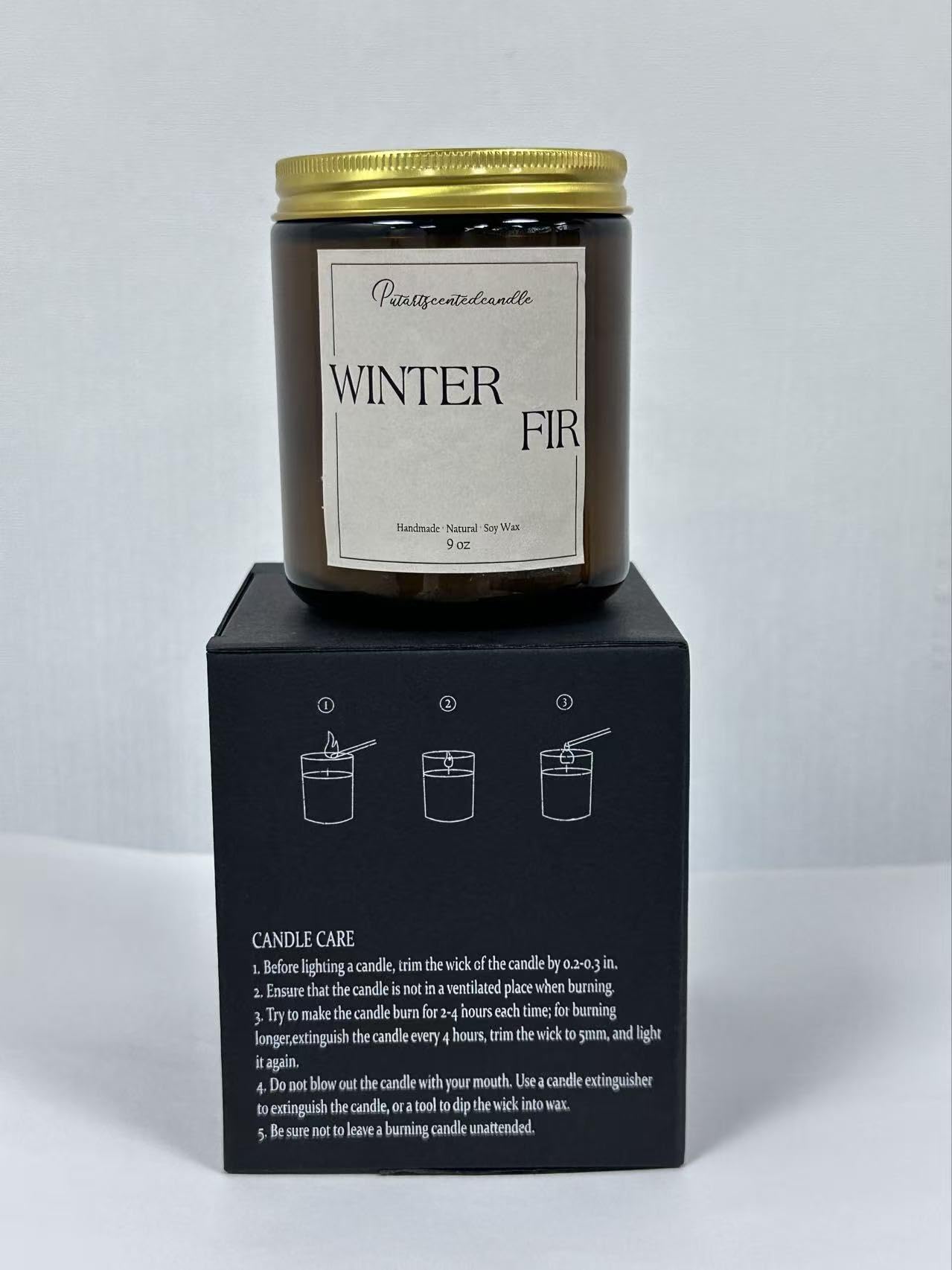Putart Fir Scented Candles for Home, Natural Soy Wax Aromatherapy Non Toxic Winter Fir Candle Gifts for Women Men, Home Fragrance Decoration Glass Jar Candle for Meditation and Relaxation (9oz)