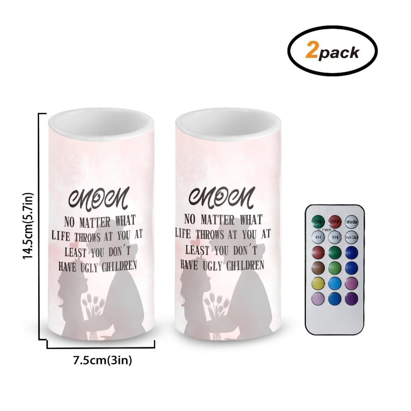 Luarisgur Mother Day Candles Battery Operated Flameless Candles with Remote Spring Decorations LED Fake Candles for Home Bedroom Mom Daughter Floral Print Table Decor 3 inch Set of 2