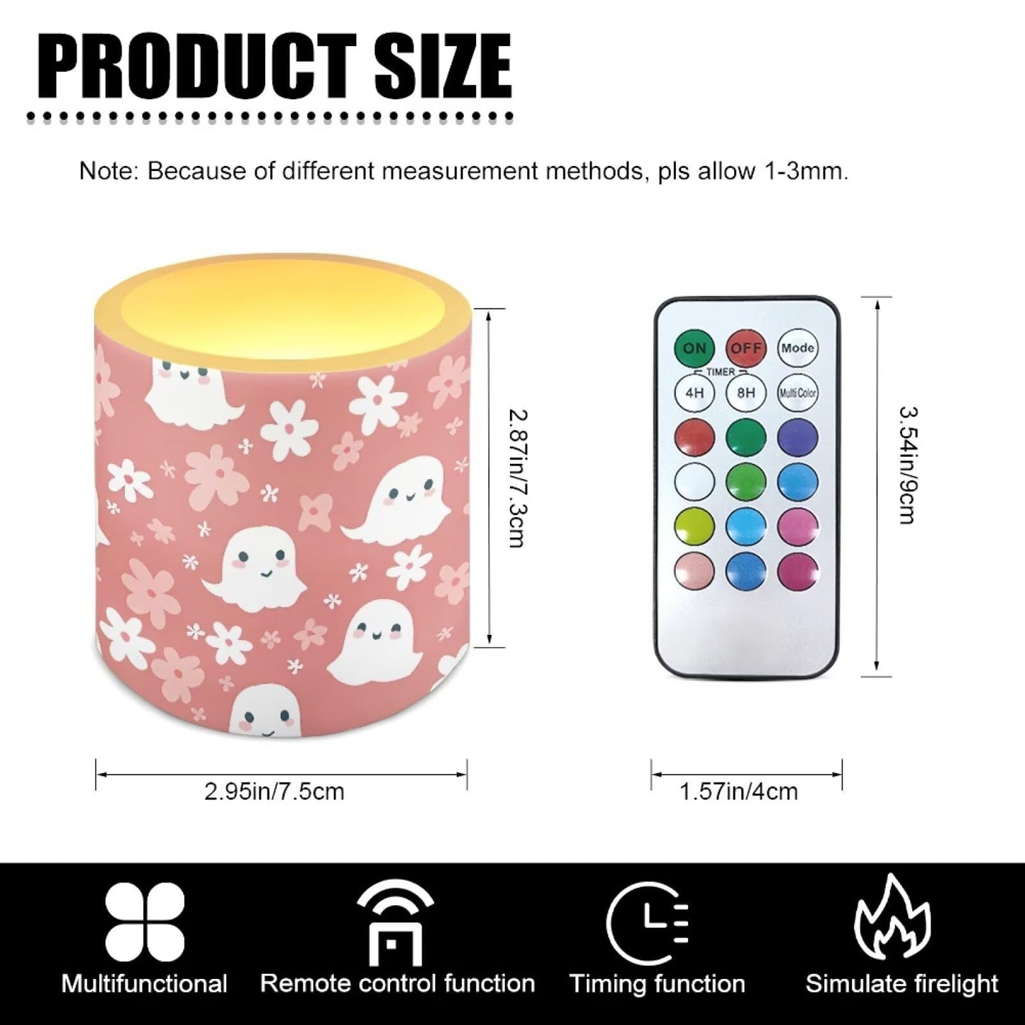 Merkmak Pink Battery Operated Flameless Candles with Remote and Timer Halloween Flameless LED Pillar Candles for Banquet, Party, Home Decoration Battery Tealights, Spider Web Ghost