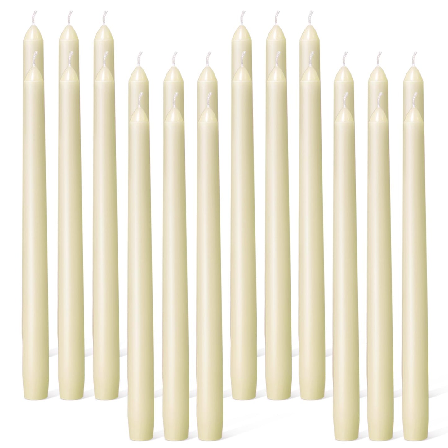 Everymoment Ivory Taper Candles - 24 Pack 10 Inch Candlesticks - Dripless & Smokeless Tapered Candle 8 Hours Unscented Cream Candle Sticks - Perfect for Wedding Holiday Dinner Party Home Decor