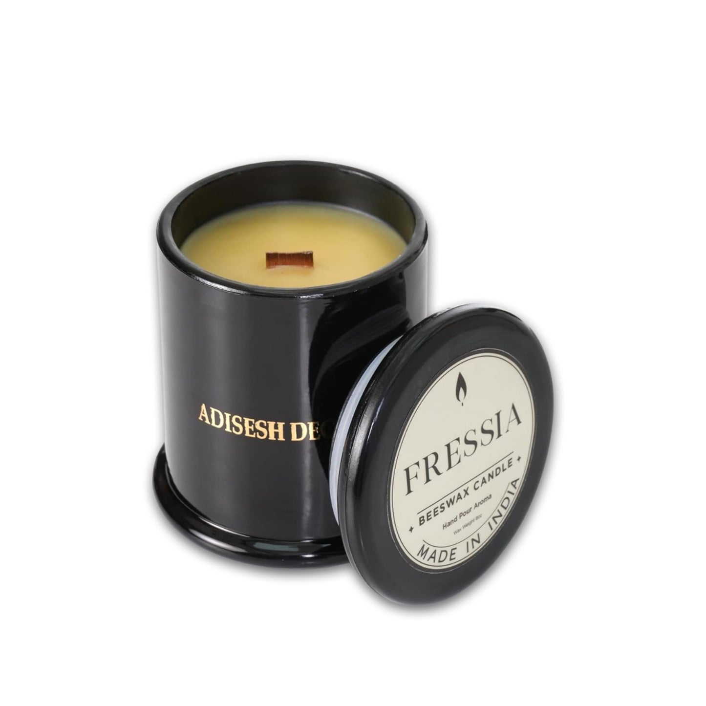 Adisesh Decor Long-Lasting Fressia Bees Wax Candle | Scented Candles for Home Decoration | 70+ Hour Burn Time Hand-Poured in Glass Jar | Bright, Uplifting, and Slightly Fruity Fragrance
