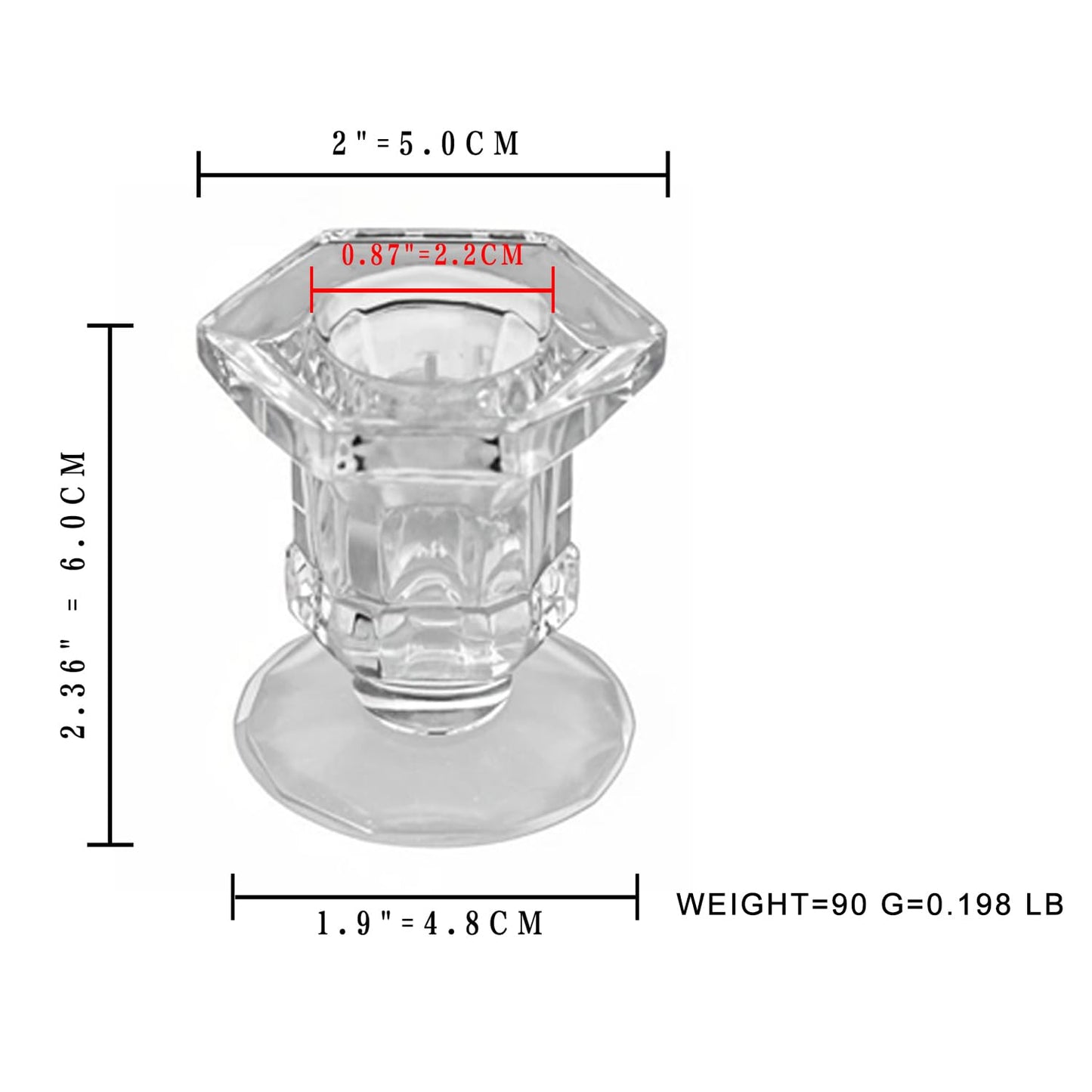 BTGLLAS Candlestick Holders - 6 Pack Glass Candlestick Holders, 2.36" Height Clear Taper Candle Holders for Candlesticks, Small Centerpiece for Wedding, Festival, Party Decor (6, Clear)