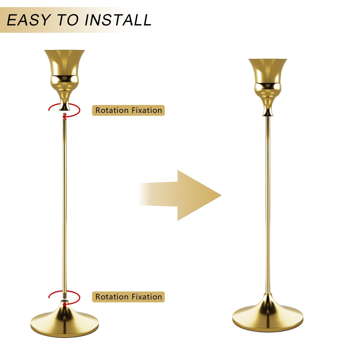 Showin Candlestick Holders Gold, 6 Packs Taper Candle Holder for Candlesticks, Candle Sticks Holder Decor for Home Decor