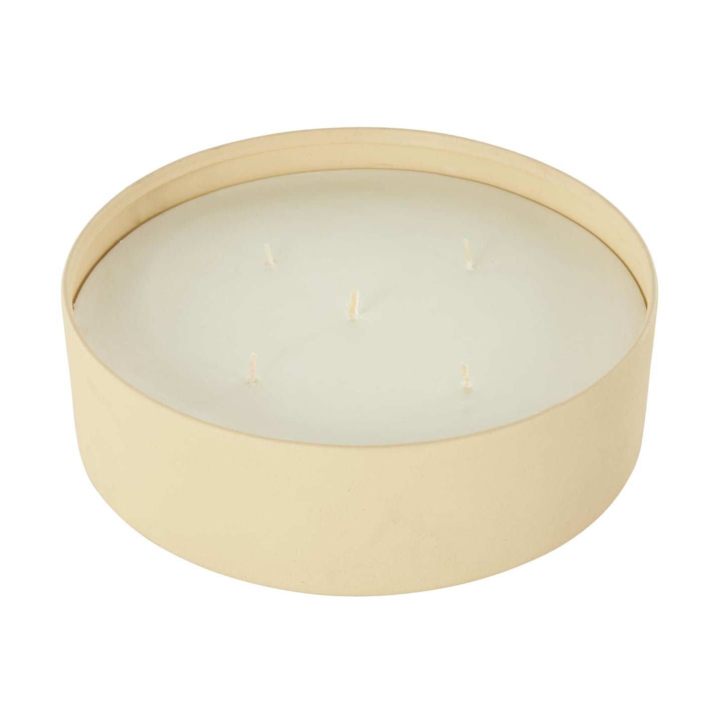 Deco 79 Metal Decorative Candle Juicy Black Cherries Scented Textured 59oz 5 Wick Aromatherapy Candle with White Wax, Wax Aromatherapy Candle 9" x 9" x 3", Beige