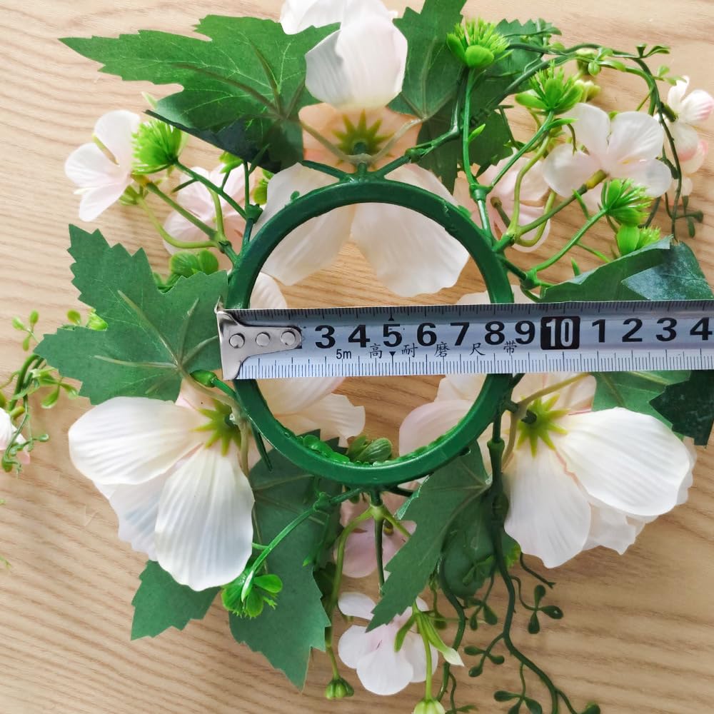 Set of 4 Artificial Peony Flower Candle Rings Wreaths 3 Inch Center Small Floral Spring Candle Rings for Pillars Wedding Home Table Centerpiece Decor (Pink B)