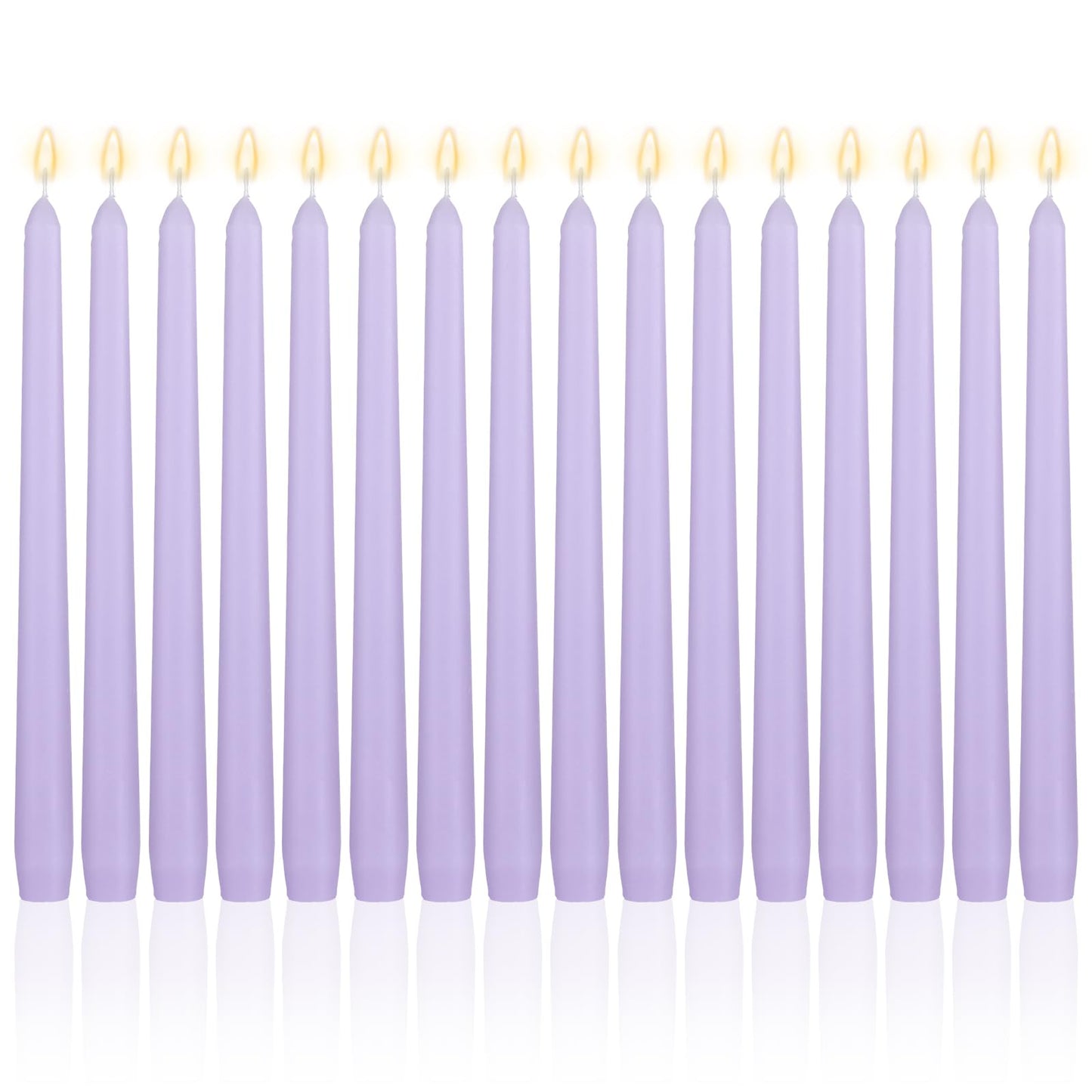 MTLEE 16 Pcs 10 Inch Long Tapered Candle Stick Bulk Smokeless Unscented Burning Candlestick Paraffin Wax with Cotton Wick for Valentine's Day Baby Shower Wedding Holiday Party Church(Light Purple)