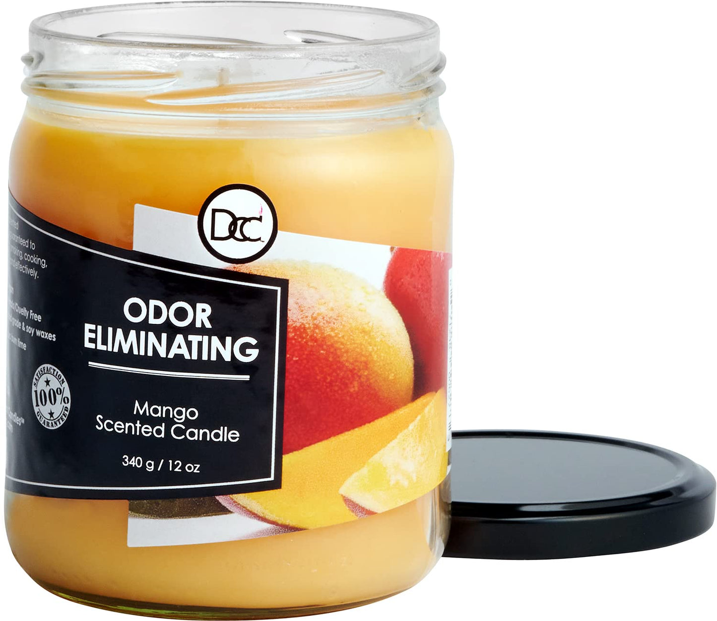 Mango Odor Eliminating Highly Fragranced Candle - Eliminates 95% of Pet, Smoke, Food, and Other Smells Quickly - Up to 80 Hour Burn time - 12 Ounce Premium Soy Blend