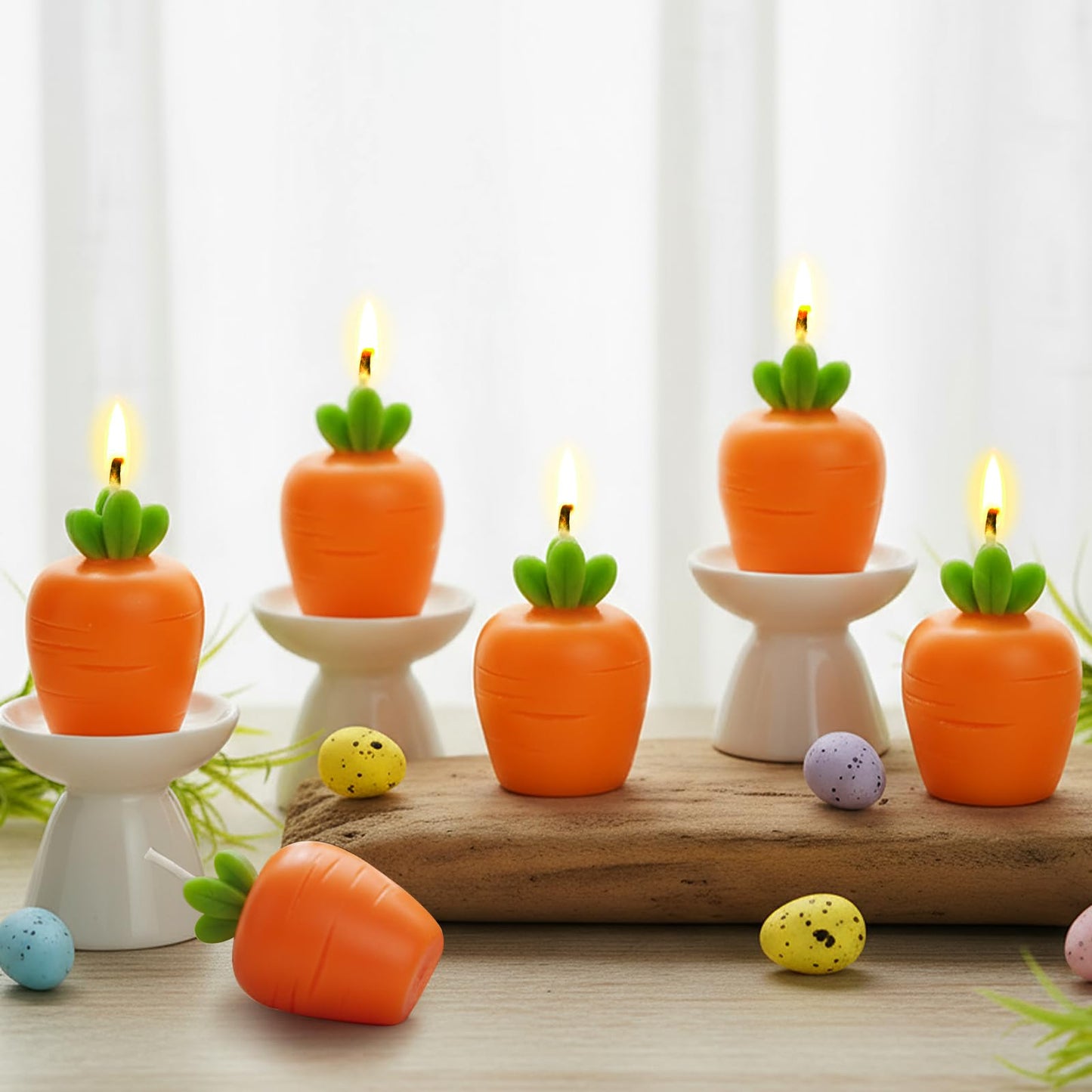 6 Pcs Carrot Candle Summer Decoration for Home Spring Table Decoration Carrot Tealight Scented Vegetable Soy Candle Basket Stuffer Spring Party Carrots Birthday Gift Table Centerpiece