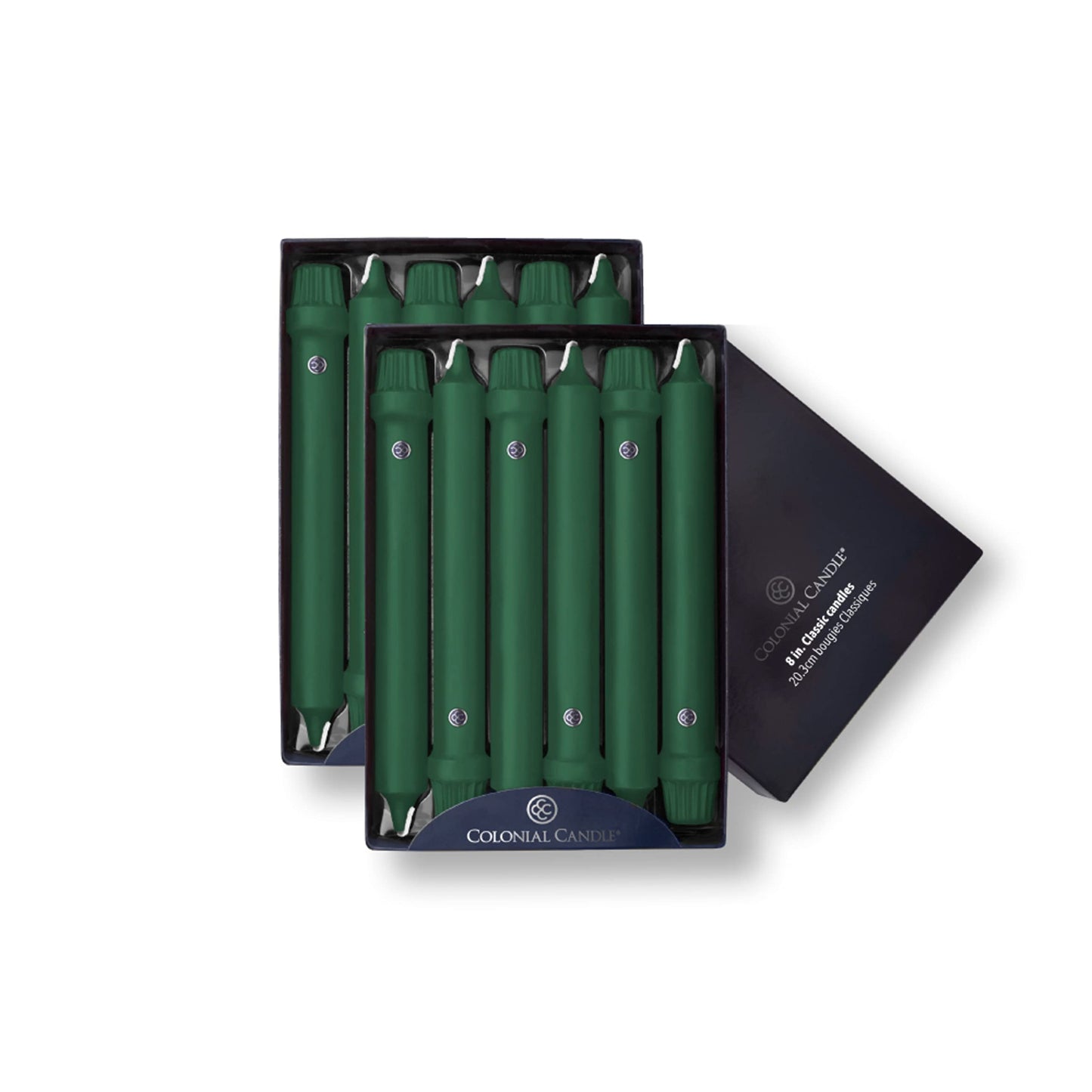 Colonial Candle Unscented Taper Candle, Classic Collection, Evergreen, 8 In, Pack of 12 - Up to 6 Hours Burn