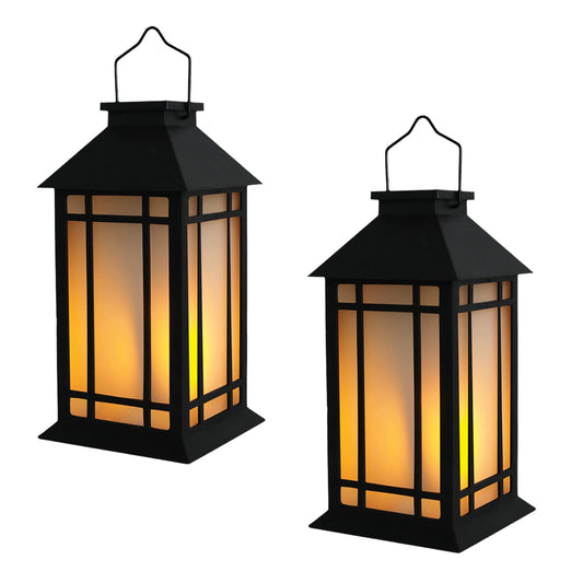 Bdor 13-Inch IP65 Waterproof Battery-Powered Outdoor Lantern with Led Flameless Candle and 6-Hour Timer - Decorative Lantern for Patio & Garden(2 Pack)
