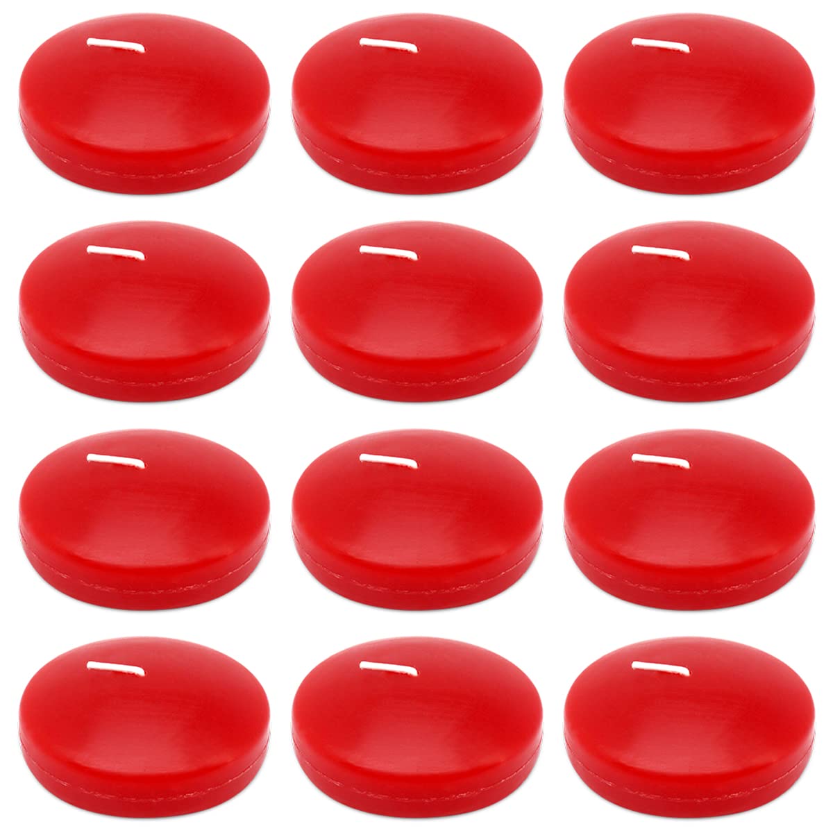 10 Hour Red Burgundy Floating Candles Large 3 Inch Unscented Dripless Pool Water Wax Candles for Vases, Centerpieces at Wedding, Party, Holiday, Set of 12