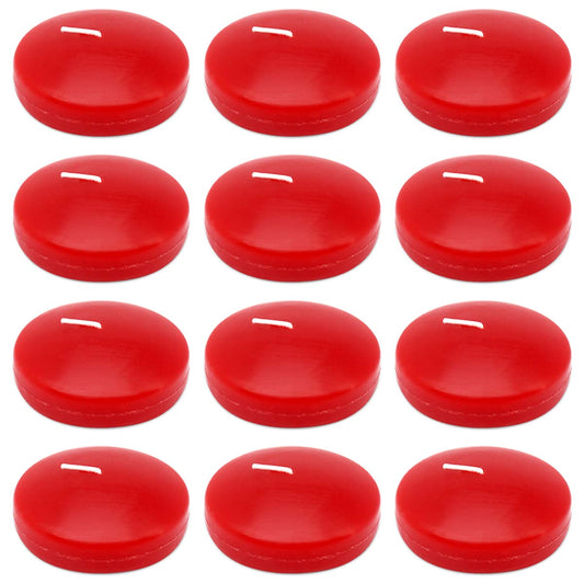 10 Hour Red Burgundy Floating Candles Large 3 Inch Unscented Dripless Pool Water Wax Candles for Vases, Centerpieces at Wedding, Party, Holiday, Set of 12