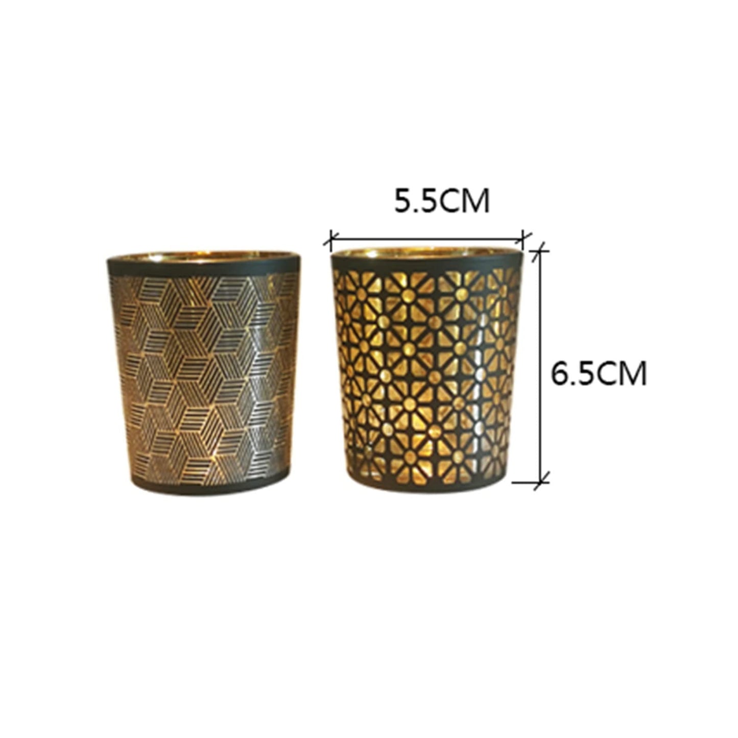 Candle Holder 4pcs Candle Holder Golden Cup Candlestick Column with Geometric Patterns Desktop Tealight Holder for Table Party Decoration Candlestick