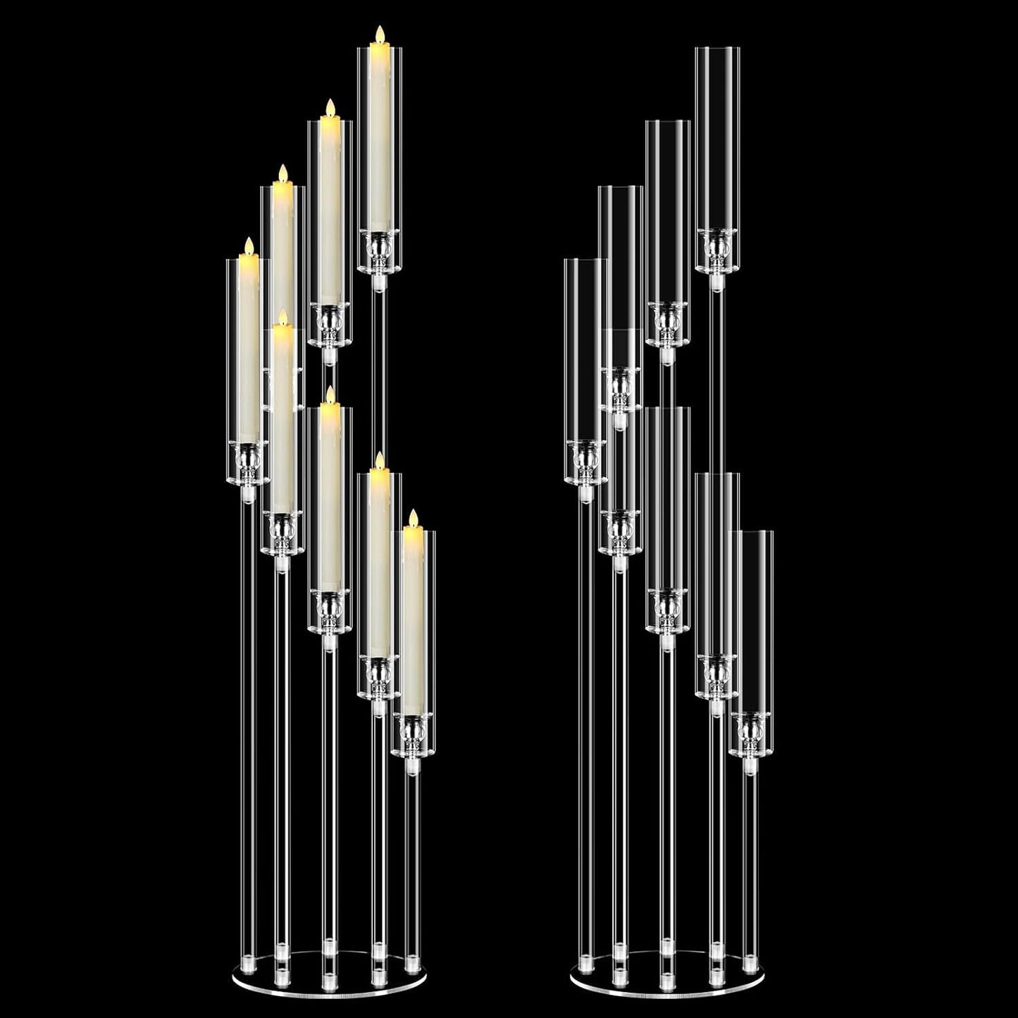 8 Arm Acrylic Candelabra Centerpieces for Tables Candle Holder Clear Acrylic Candle Holder for Wedding Event Floor Home Dinner Party (2, Style A)