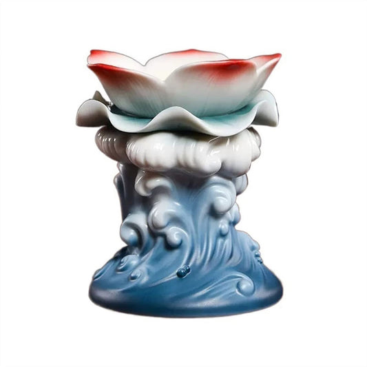 YUHUAWF Candle Holderss Ceramic Lotus Wave Candlestick Table Decoration Decorative Candlestick