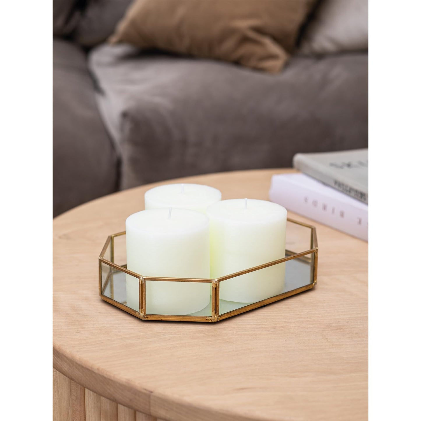 CANDWAX 3x3 Pillar Candles Set of 3 - Rustic Unscented No Drip Ivory Candles for Home Decor, Weddings, Centerpieces