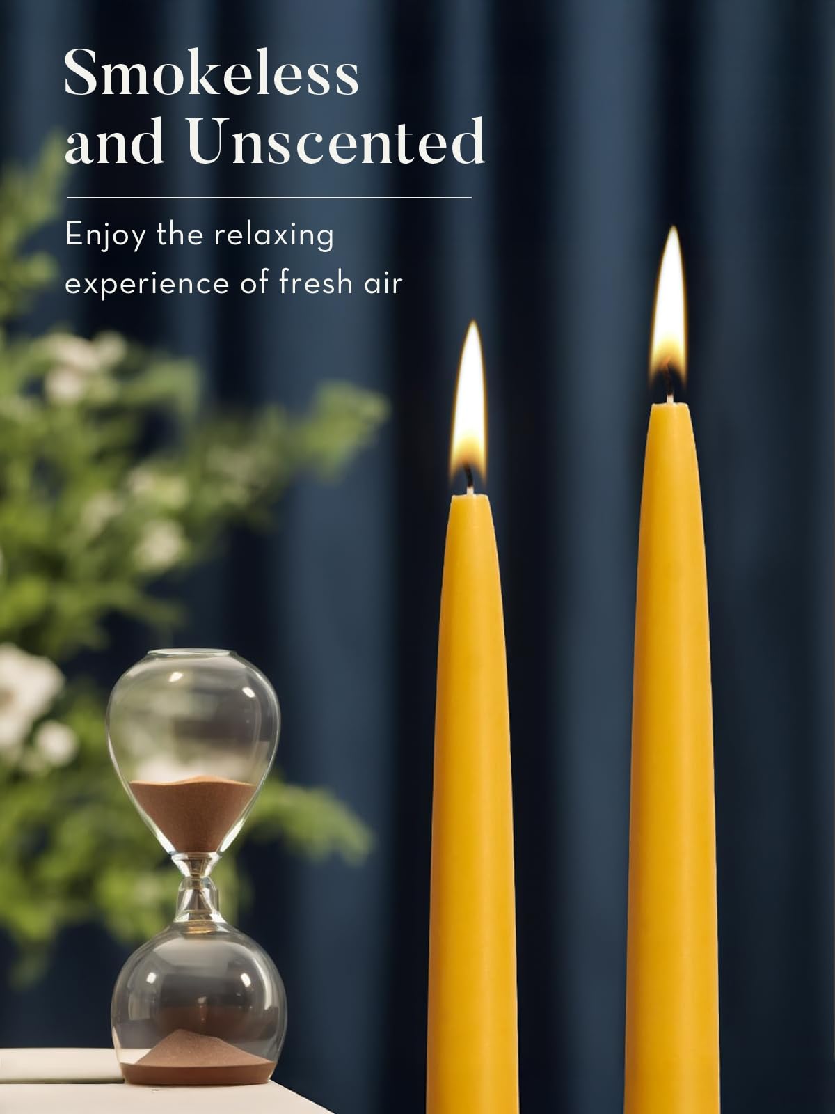 Ashlux 6 Pack Beeswax Taper Candles 100% Natural Pure 8-9 Hours Long Burn Bees Wax Candlesticks Dripless Tall Tapered Candles Stick Beeswax Candle Long Candles Bulk, Yellow