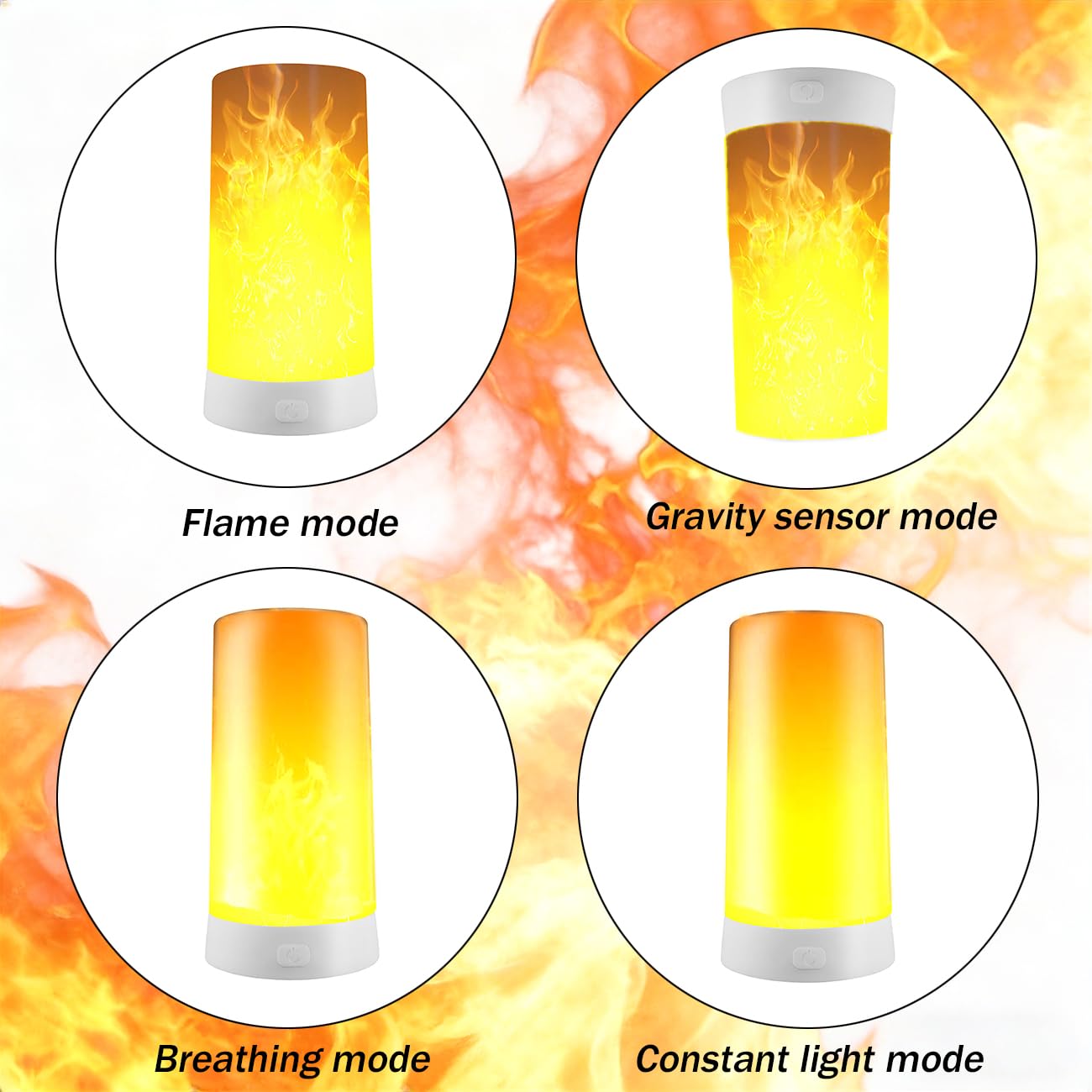 LOVUMMOR LED Flame Effect Light, Flame Lamp with Remote & Timer, USB Rechargeable 4 Modes Waterproof Fire Lights Campfire Fireplace Lantern, Flameless Candles for Home Garden Halloween Party Bar Décor
