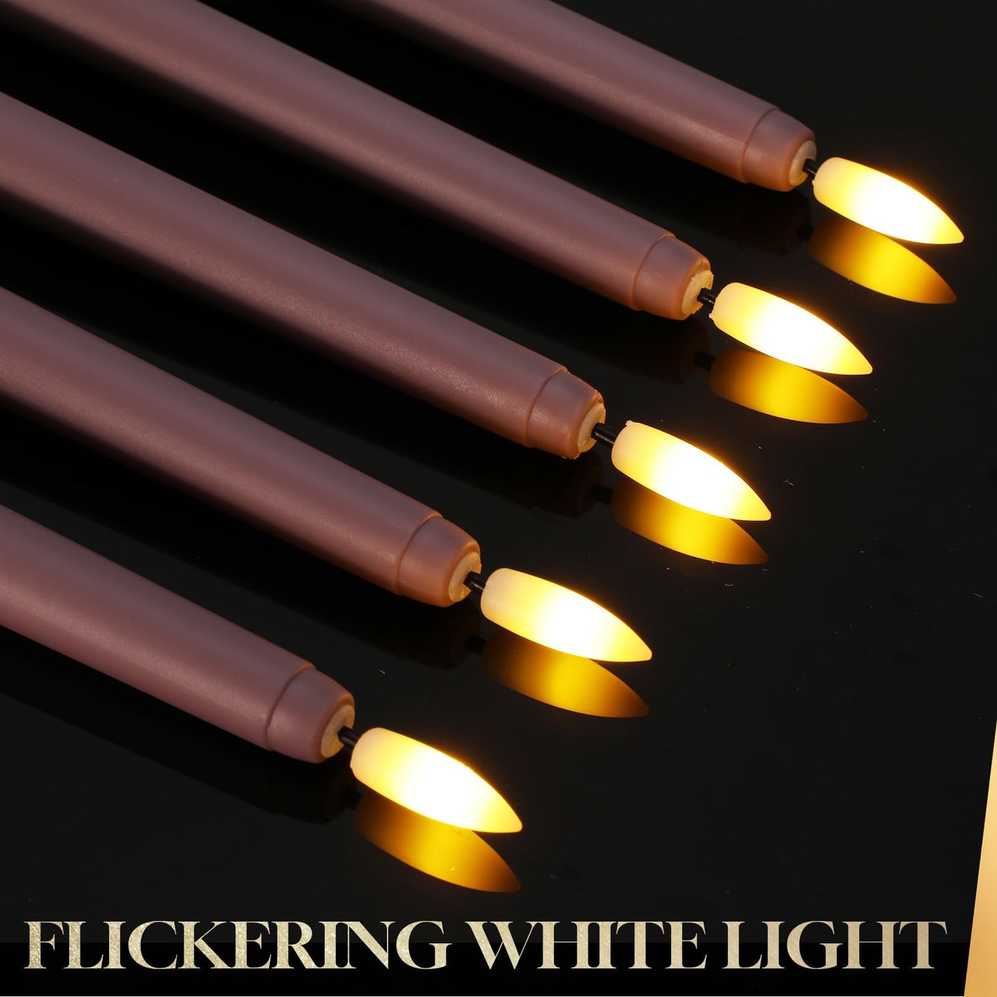 Macarrie 24 Packs Flameless Taper Candles Battery Operated Fake 11 Inch Long Candlelight LED Flameless Candlesticks Flickering Tapered for Summer Fall Wedding(Light Purple)