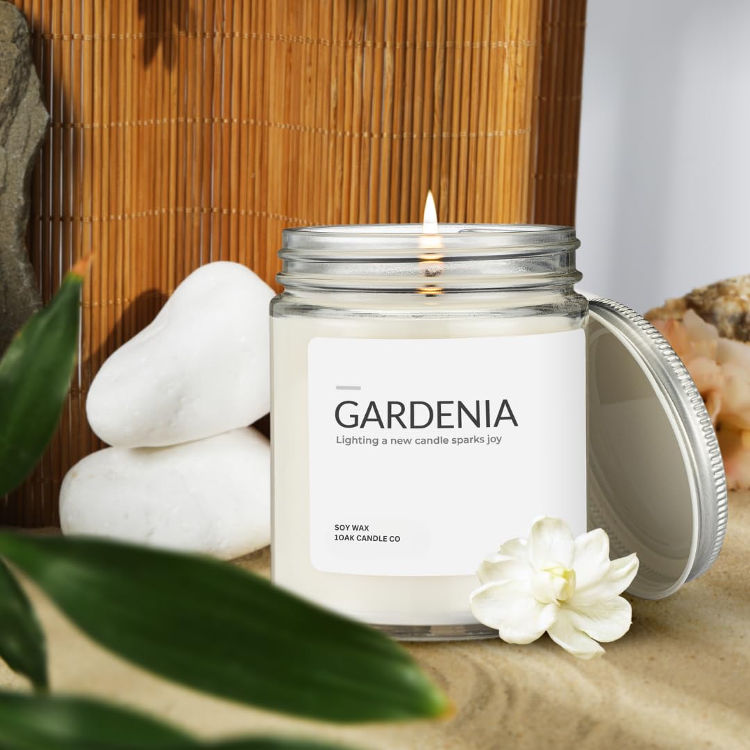1OAK Gardenia Candle - Soy Wax Scented Candles - Long Burning Premium Hand-Poured (7oz.)