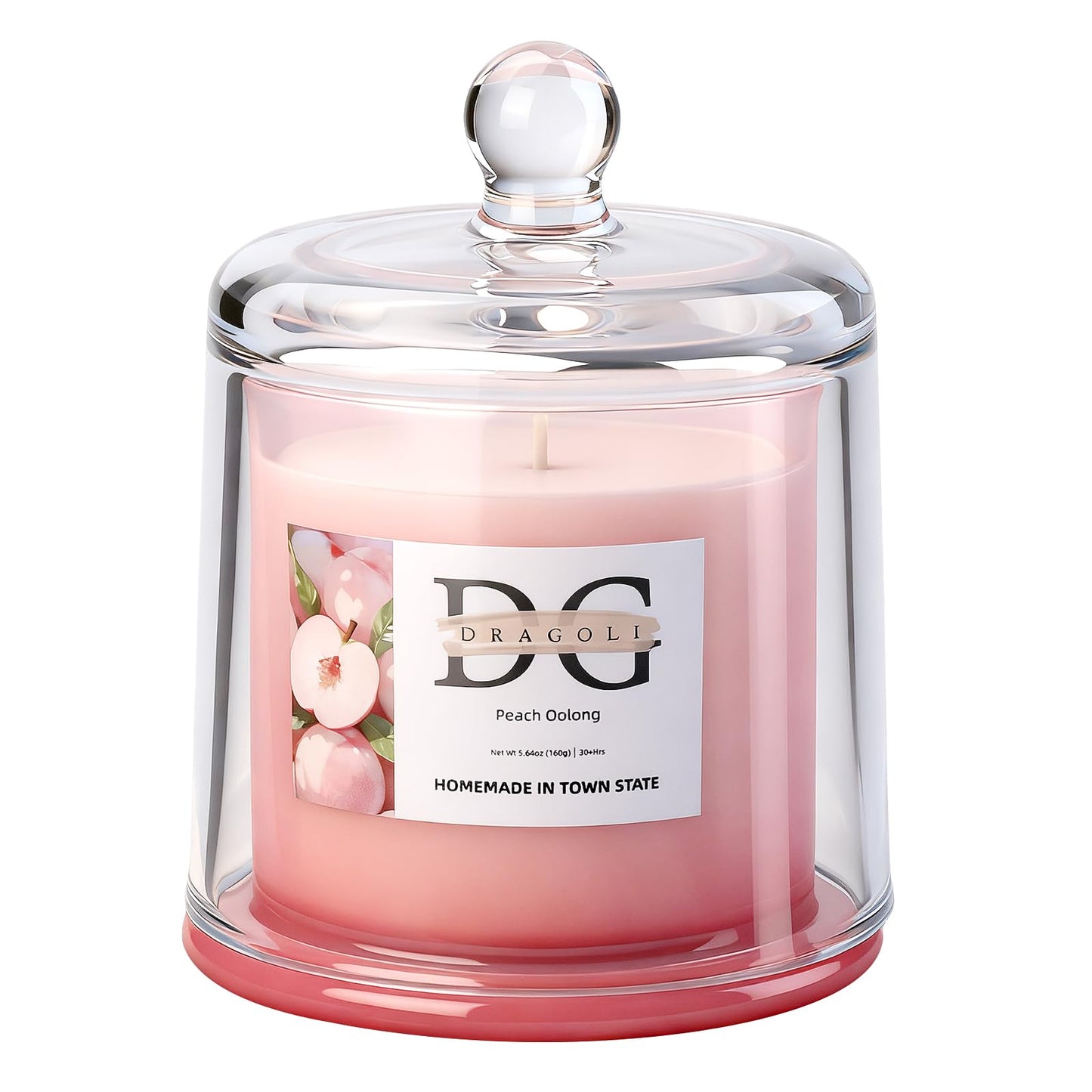 DG DRAGOLI White Peach Oolong Scented Candle – Natural Soy Wax, 30+ Hours Long-Lasting Aromatherapy for Home