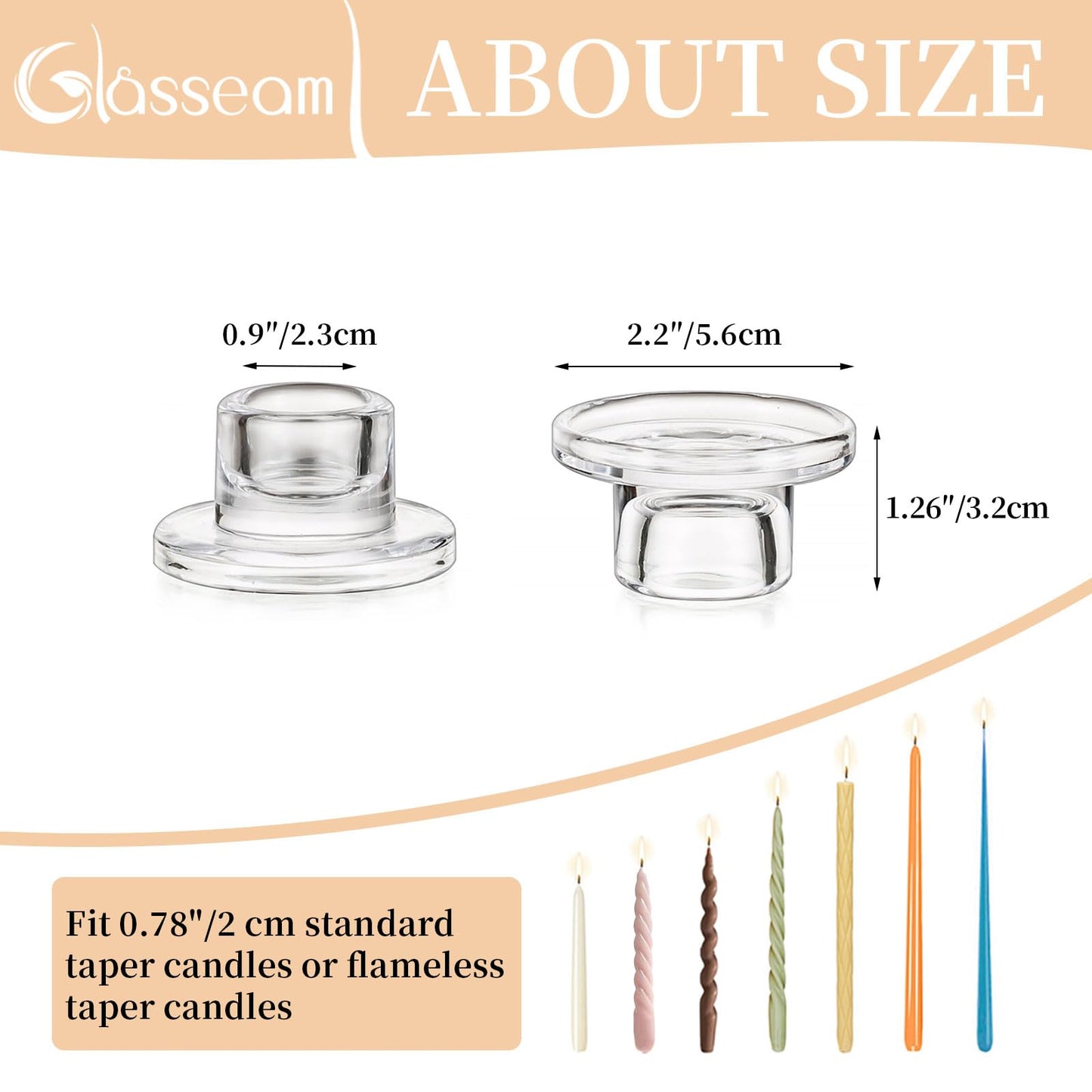 Glasseam Glass Tapered Candlestick Holders: 10Pcs Small Taper Candle Holders Bulk Clear Candle Sticks Holder Decor Short Modern Candle Holder for Table Centerpiece Wedding Christmas Dinner Party