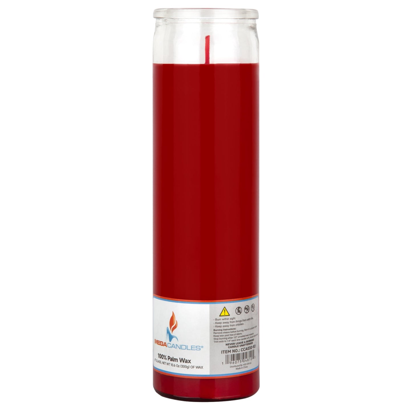 Mega Candles 1 pc Unscented Red Glass Container Devotional Prayer Candles, Shortening Wax Candle 2 Inch x 8 Inch, Sanctuary, Vigils, Prayers, Spiritual, Blessings, Religious, Altar, Remembrance