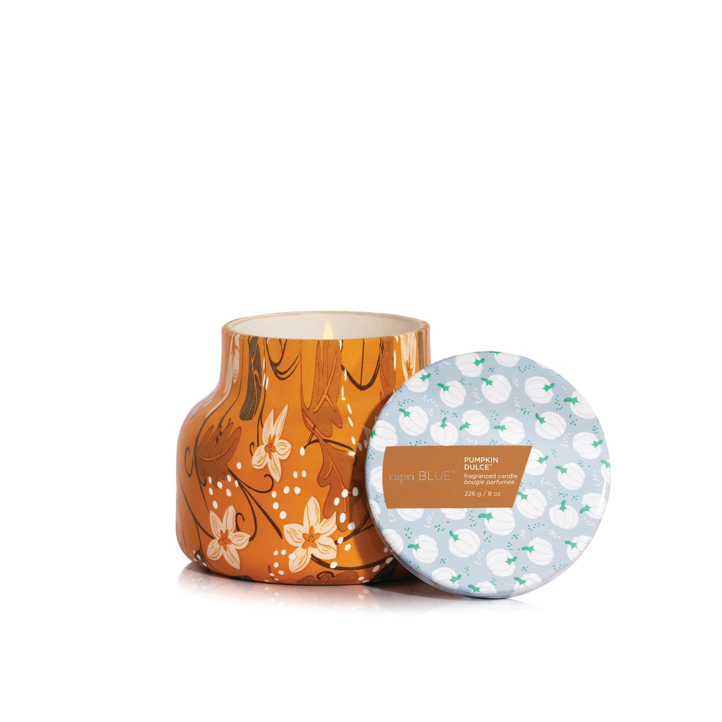 Capri Blue Pattern Play Signature Holiday Candle - Luxury Holiday Scented Candle for Home- Long Lasting Soy Wax Blend - Comes in Decorative Glass Jar (Pumpkin Dulce, 8 oz)