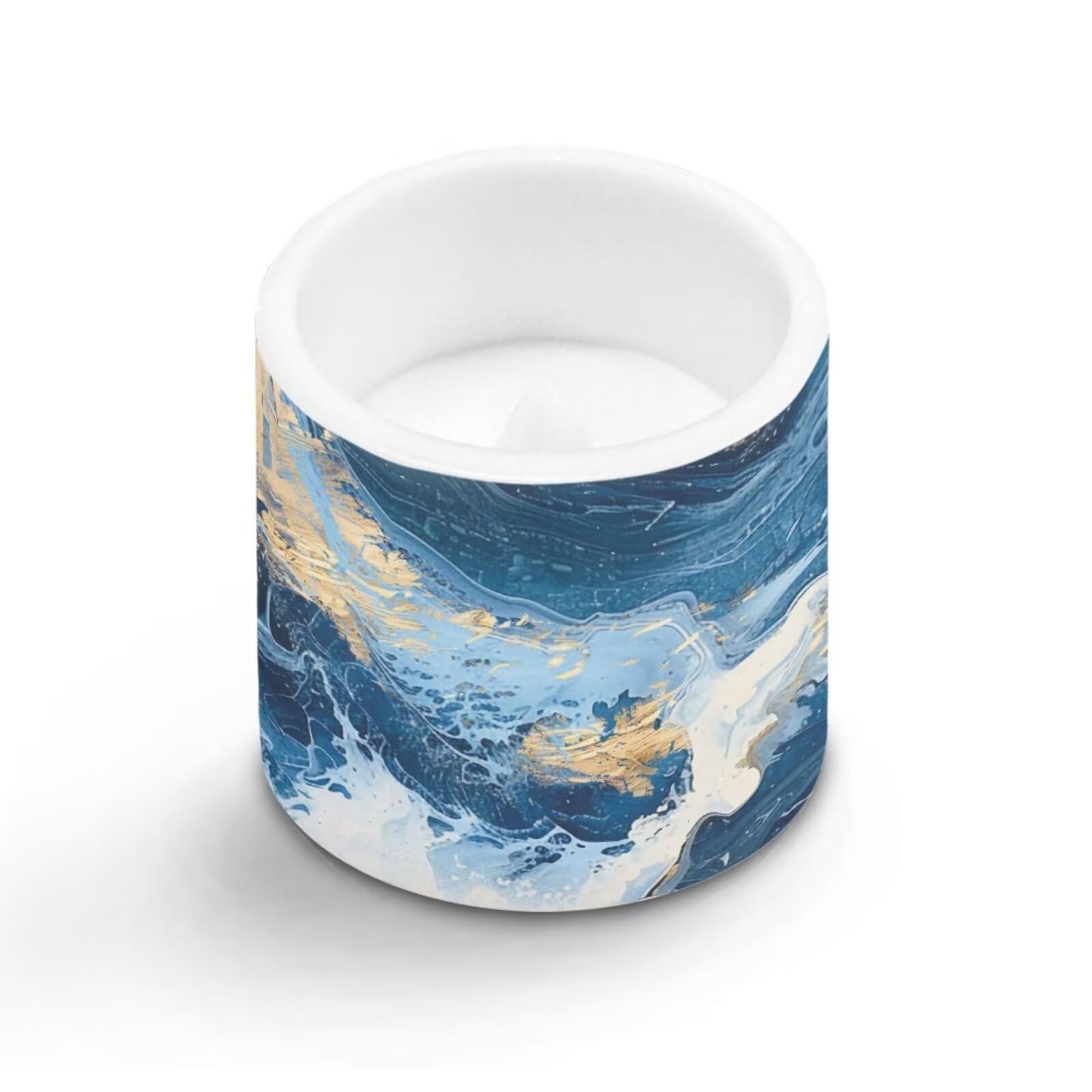 Merkmak Blue Marble Flameless Candles with Remote and Timer Candles Battery Operated LED Pillar Tea Lights for Home Decoration
