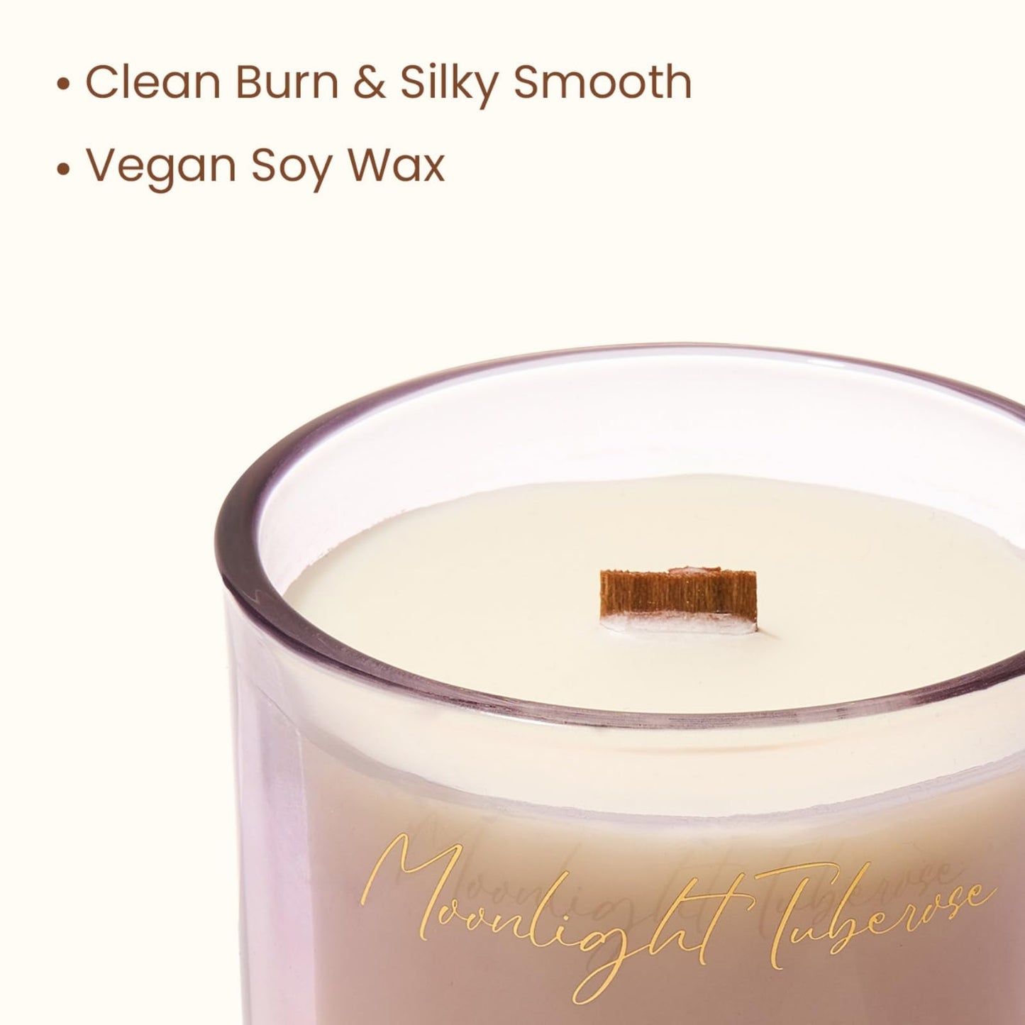 M&SENSE 9.9oz Natural Soy Wax Jar Candle with Wooden Wick | Moonlight Tuberose Scent | 55-Hour Burn & Long-Lasting Burn | Housewarming Gift for Men and Women