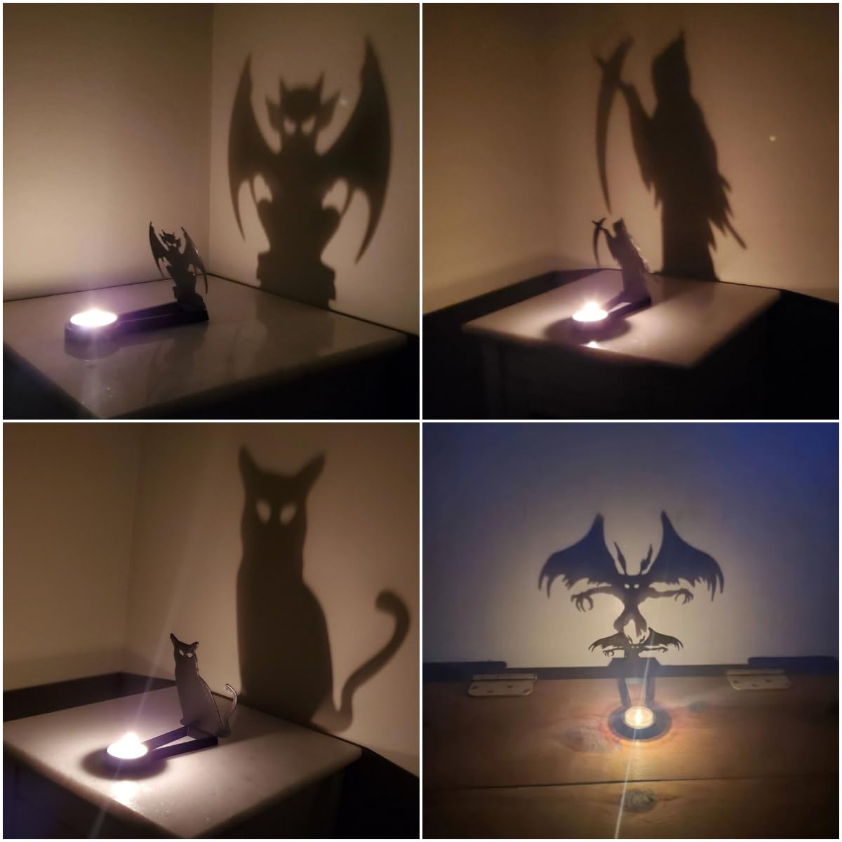 2024 New Tealight Shadow Caster, Halloween Tea Light Holder, Witch Halloween Tealight Shadow Caster, Demon Halloween Tealight Shadow Caster for Home Party Scary Candle Stands Table Decor
