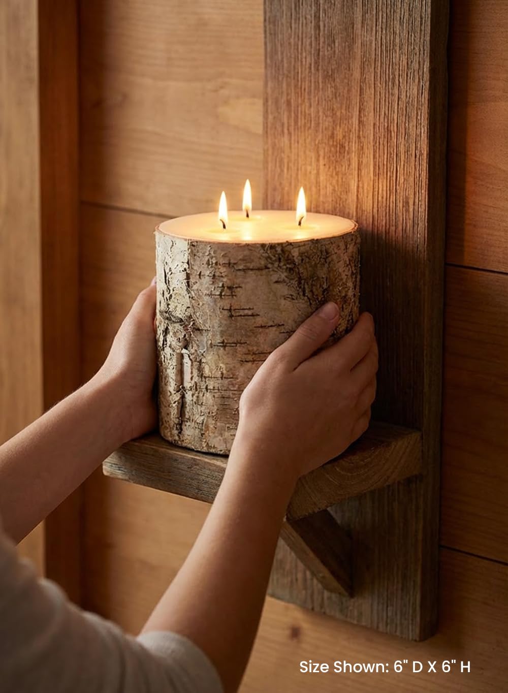 Serene Spaces Living Birch Bark Candle – Pillar Style Candle Brings Nature Indoors, Ideal for Weddings, Parties, Events, Restaurants, Home Decor, 6" Diameter & 6" Tall