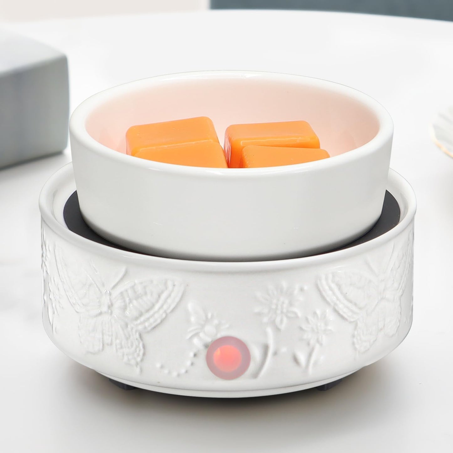 kobodon Wax Melt Warmer for Scented Wax,Ceramic Wax Warmer Fragrances Candle Oils, Home Fragrance Wax Burner,True White Electric Candle Warmer as Gifts for Mom Women(Butterfly)