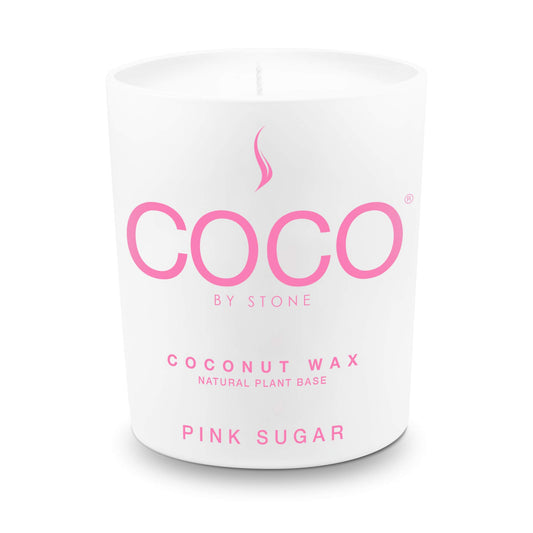 COCO by Stone 11oz Candle, Coconut Apricot Wax Candle for Home (Pink Sugar) Home Fragrance Products, 1 Wick Candle, Enhance Indoor Aroma, Vegan & Cruelty-Free, Clean Burning and Hand Poured Candle