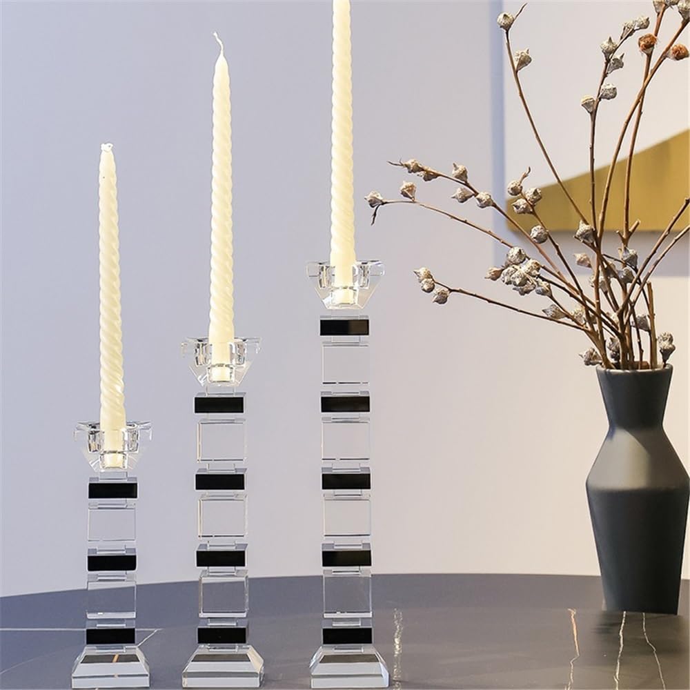 YUHUAWF Candle Holderss Light Luxury Crystal Glass Candle Holder Home Decoration Candle Holder for Wedding, Festival, Party & Windowsill Decor Decorative Candlestick(Small)