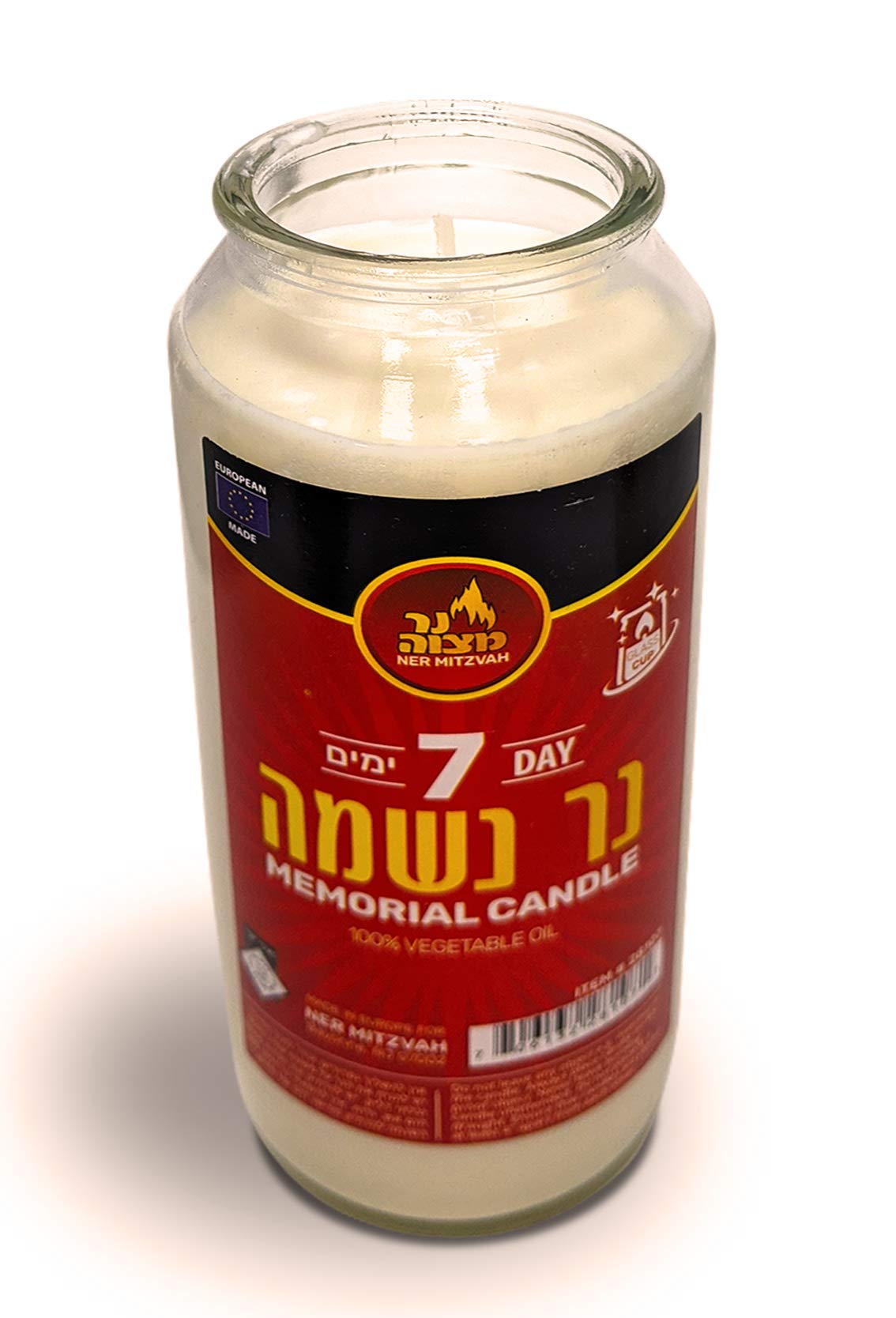 Ner Mitzvah 7 Day Yahrzeit Candle - 3 Pack Kosher White Yahrzeit Memorial Candles - Yom Kippur and Holiday Candles in Glass Jar - 100% Vegetable Oil Wax Prayer Candle