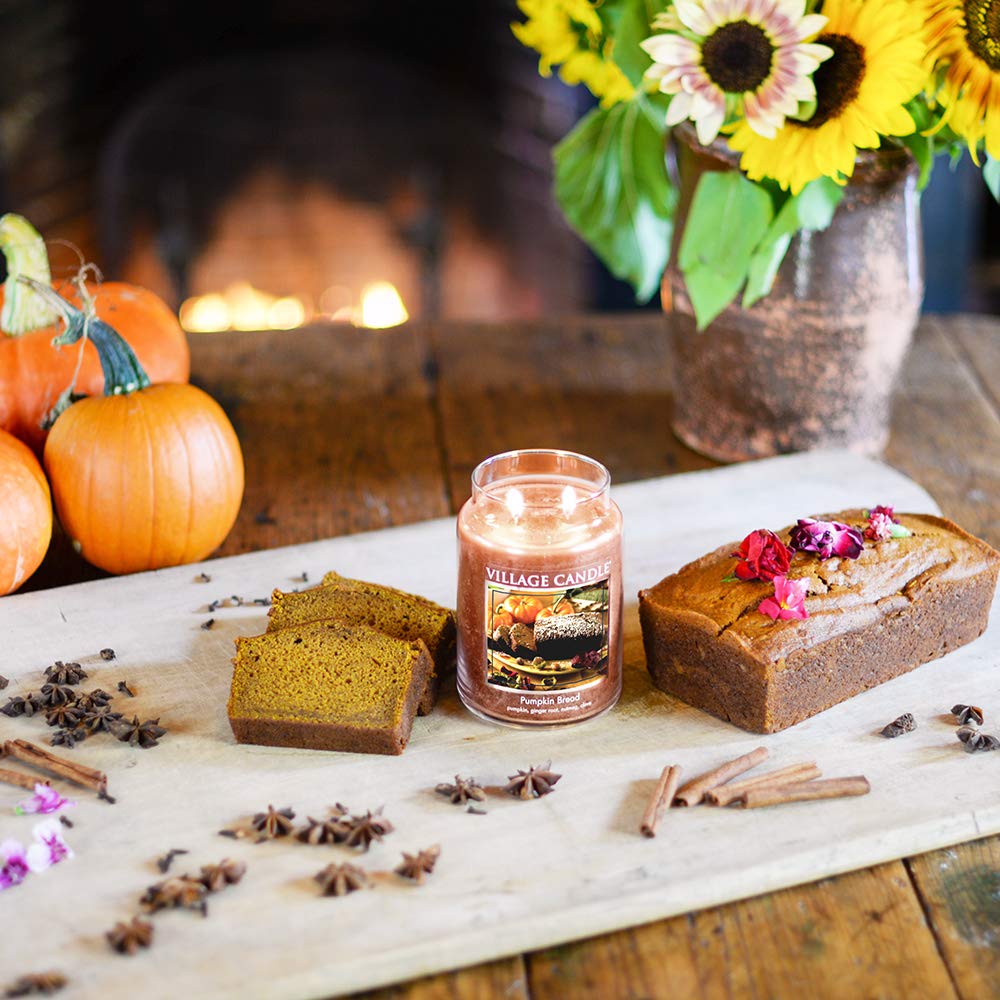 Village Candle Pumpkin Bread 26 oz Glass Jar Scented Candle, Large