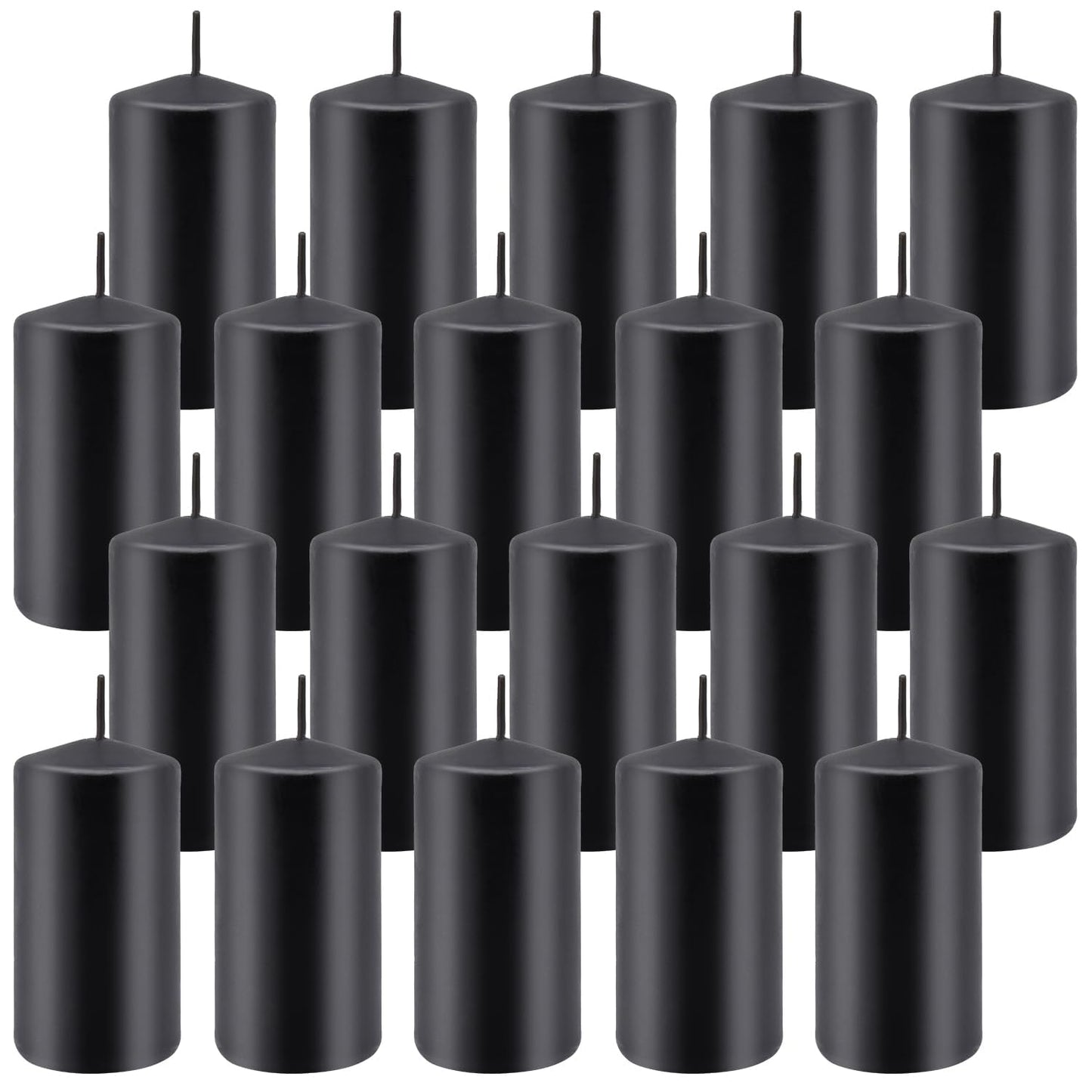 Set of 20 | 2X 4 inch Tall Pillar Candles, Soy Wax. Perfect for Dinner, Home Decoration, Party, Wedding.(Black)