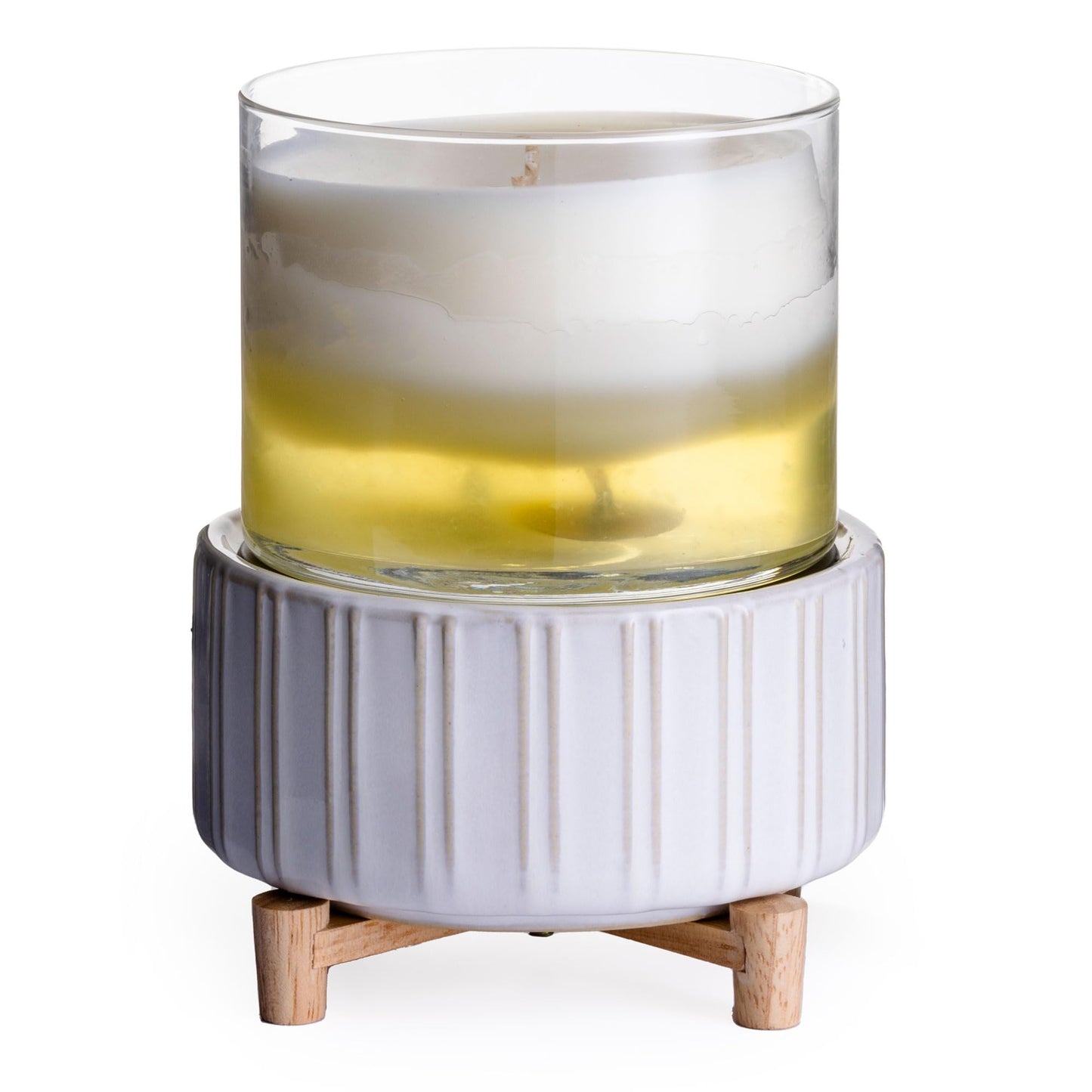 Candle Warmers ETC 2-in-1 Candle and Fragrance Warmer for Warming Scented Candles or Wax Melts and Tarts with to Freshen Room, Ceramic and Wood