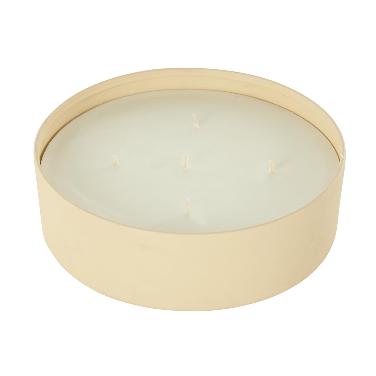 Deco 79 Metal Decorative Candle Juicy Black Cherries Scented Textured 59oz 5 Wick Aromatherapy Candle with White Wax, Wax Aromatherapy Candle 9" x 9" x 3", Beige